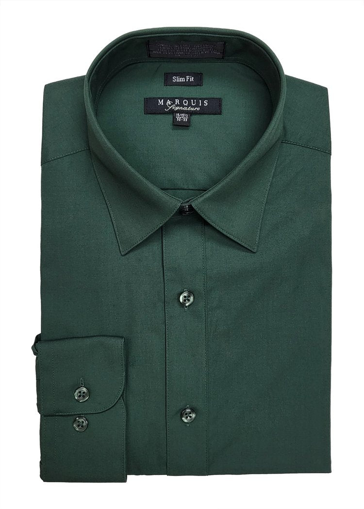 Marquis Slim Fit Dress Shirt Forest Green Cotton/Poly 16/16.5-34/35 Men's Button-Down Easy Care Wrinkle Resistant Marquis Slim Fit Dress Shirt Forest Green Cotton/Poly 16/16.5-34/35 Men's Button-Down Easy Care Wrinkle Resistant