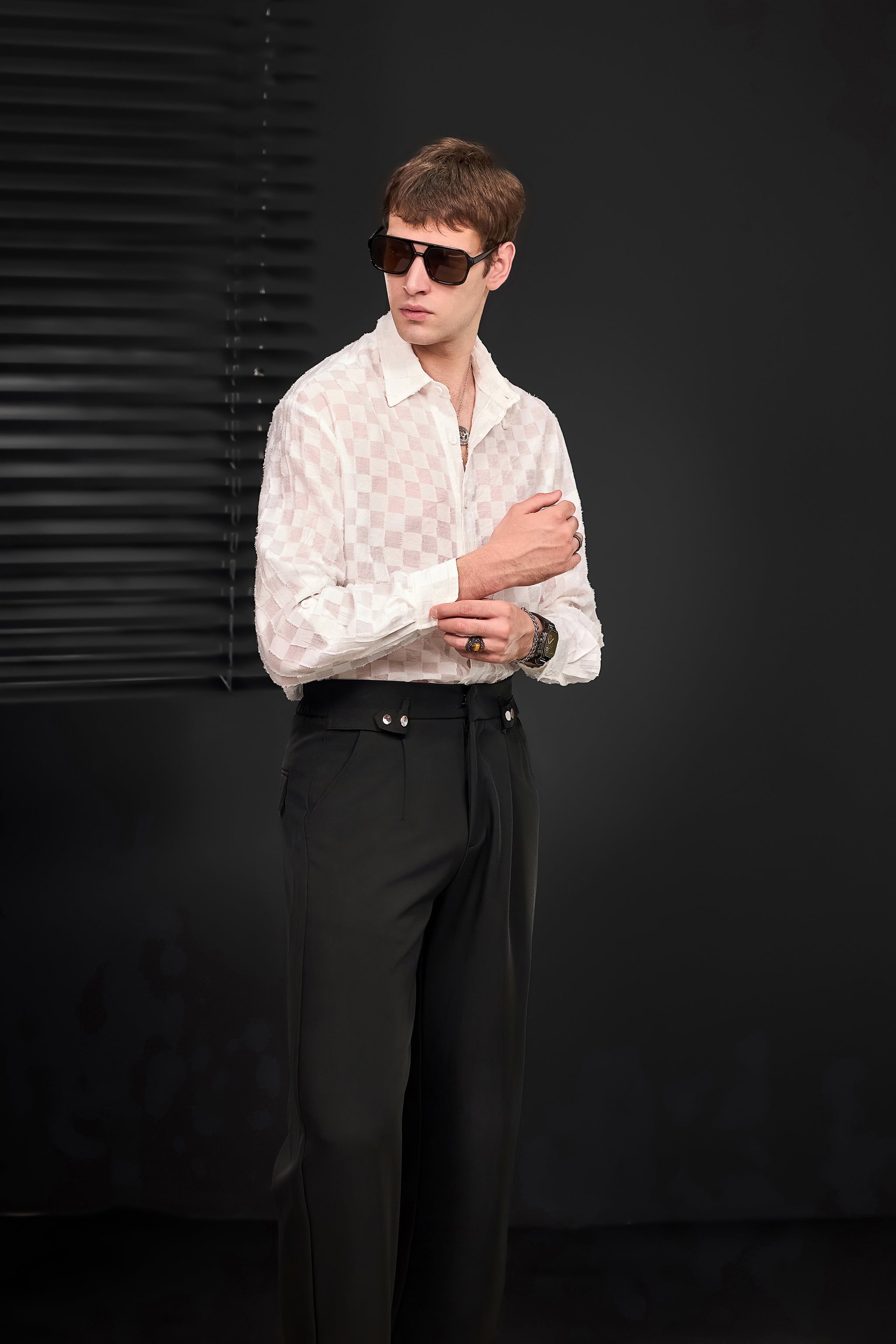 Kingsley Side-Tab Trousers BLACK