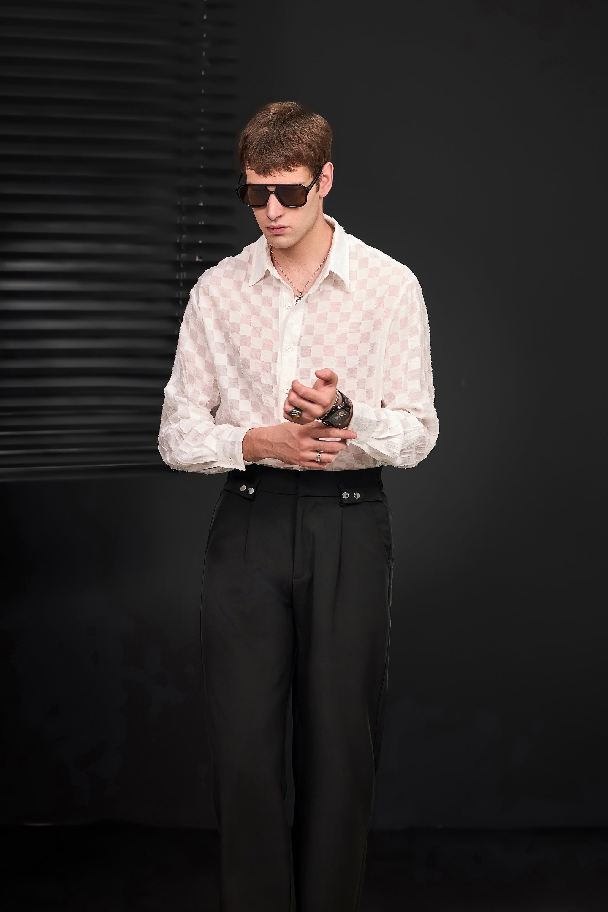Kingsley Side-Tab Trousers BLACK