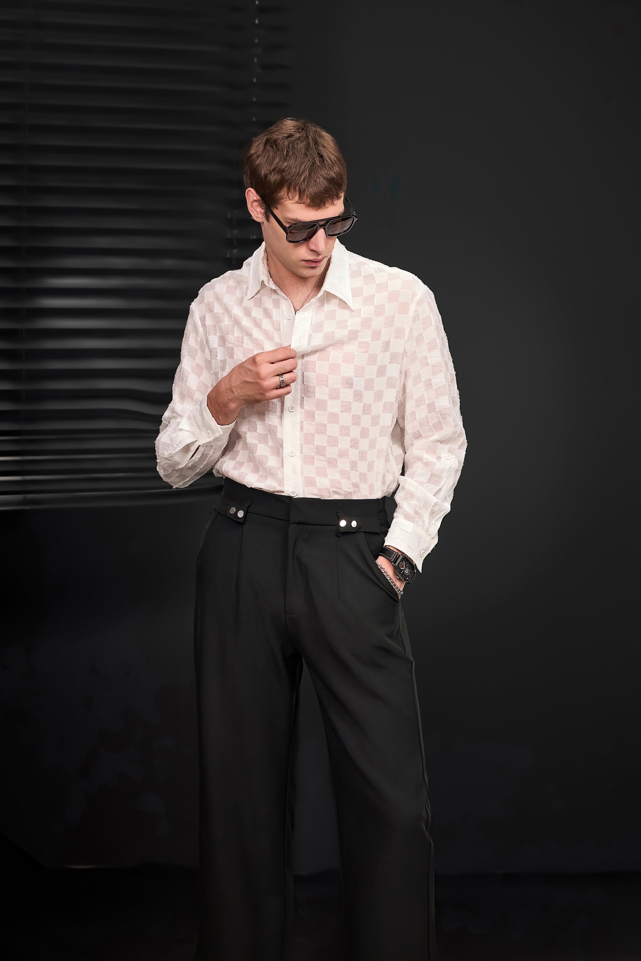 Kingsley Side-Tab Trousers BLACK