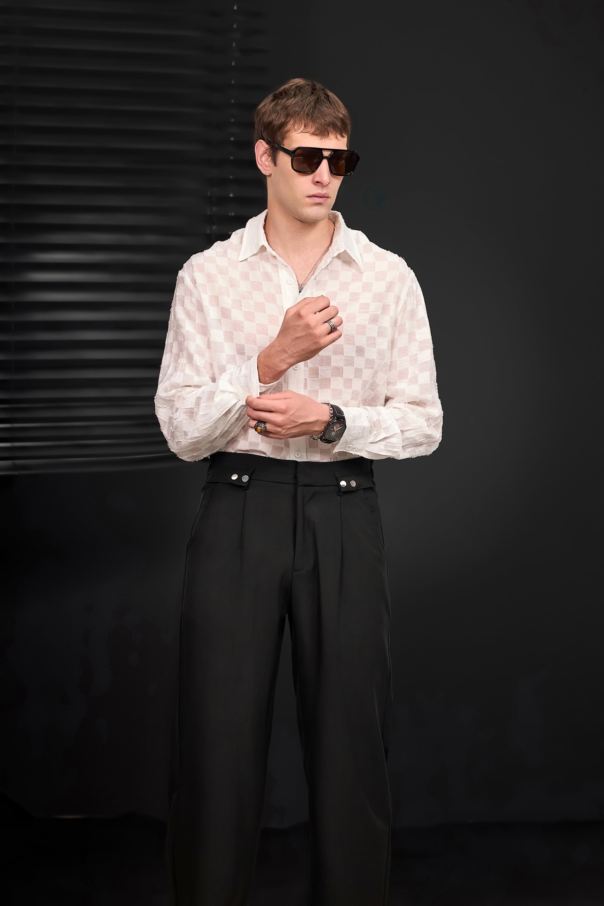 Kingsley Side-Tab Trousers BLACK