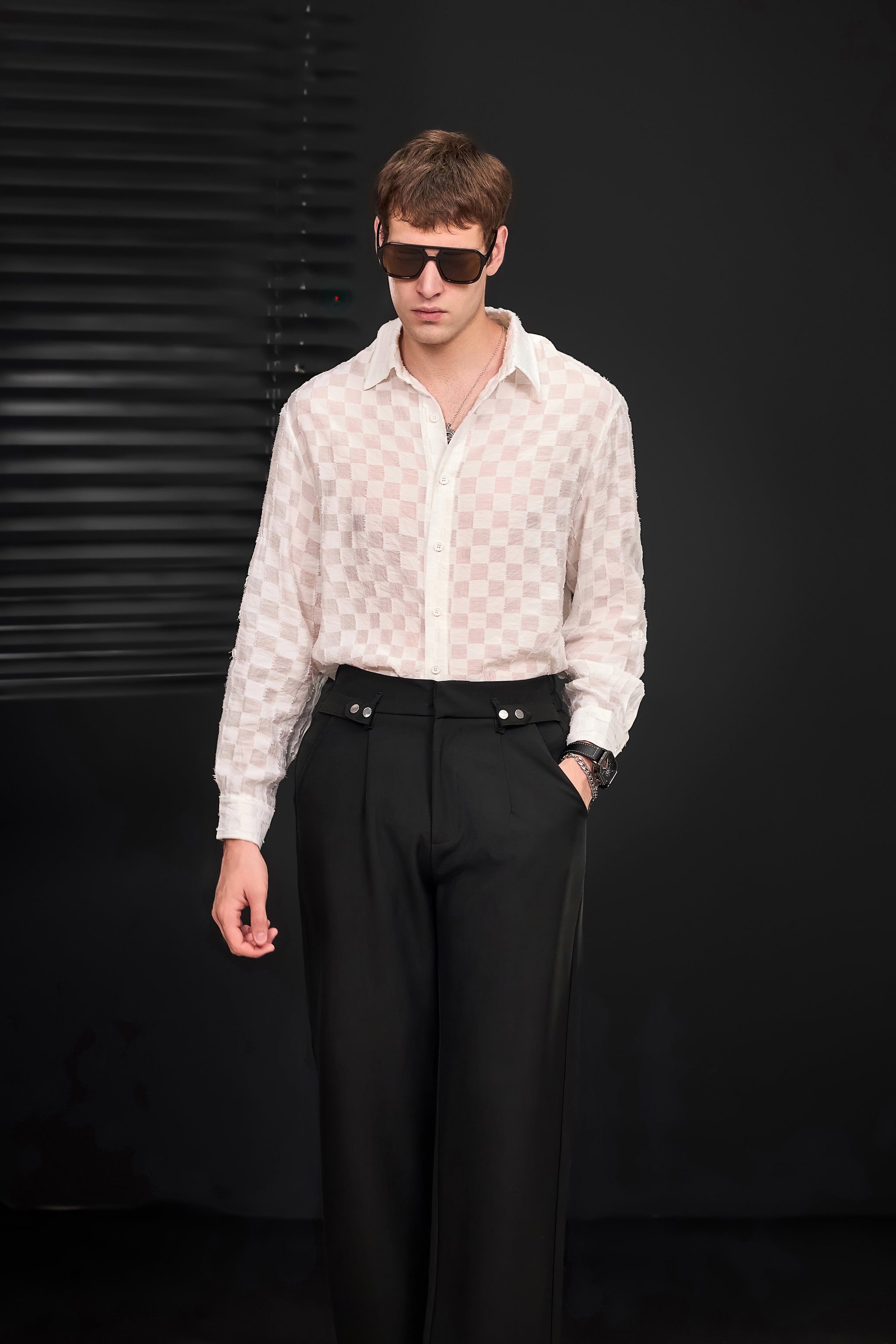 Kingsley Side-Tab Trousers BLACK