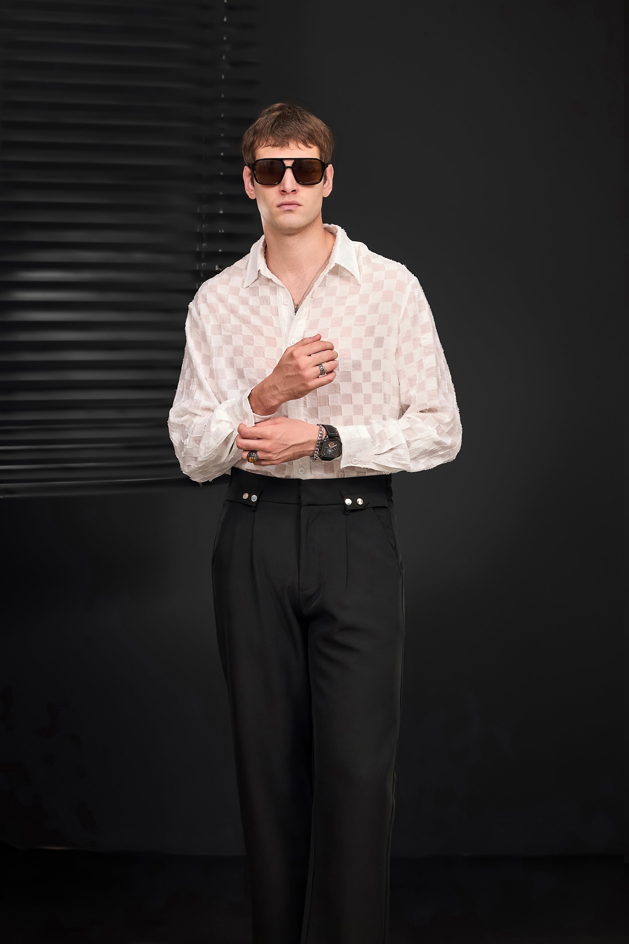 Kingsley Side-Tab Trousers BLACK