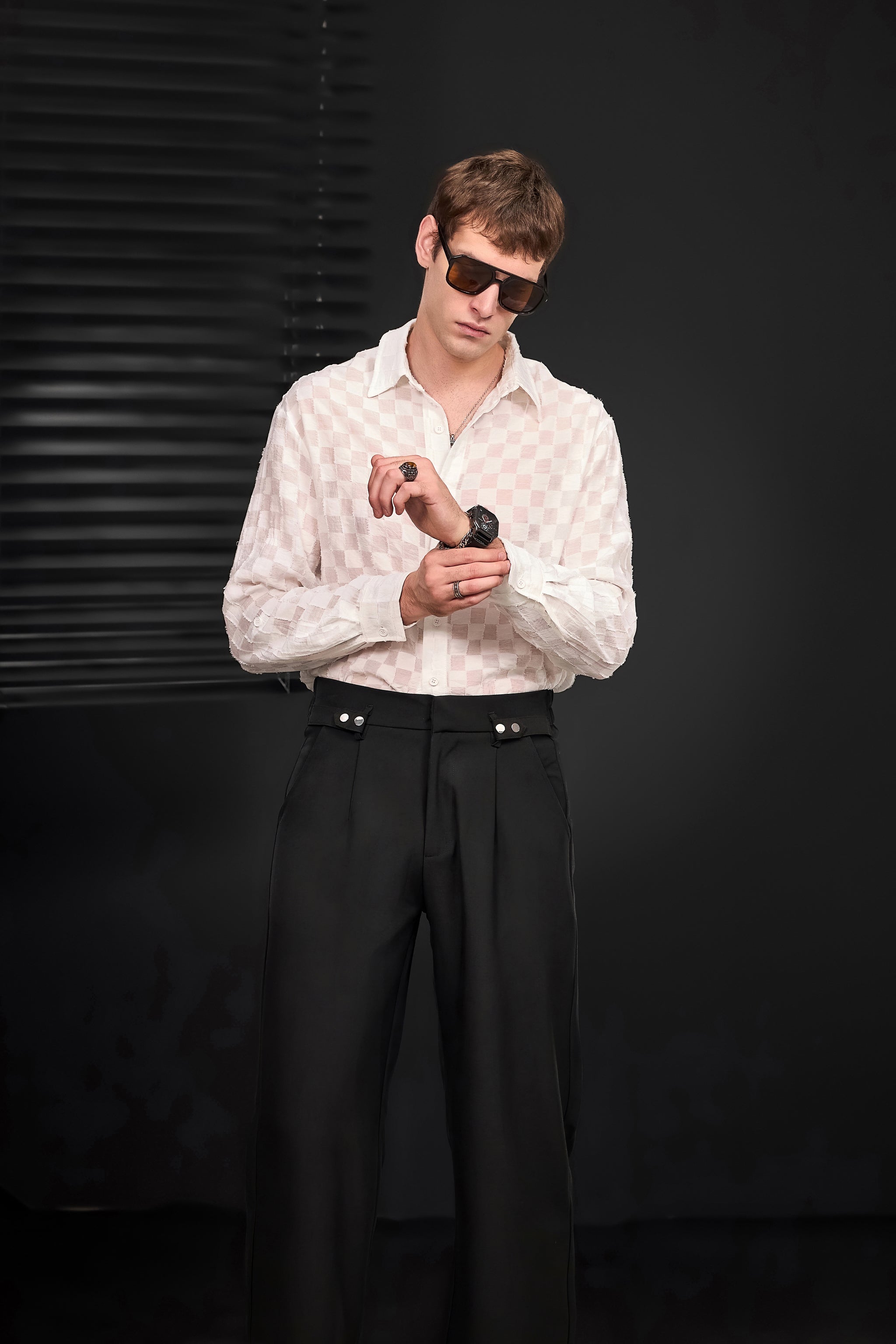 Kingsley Side-Tab Trousers BLACK