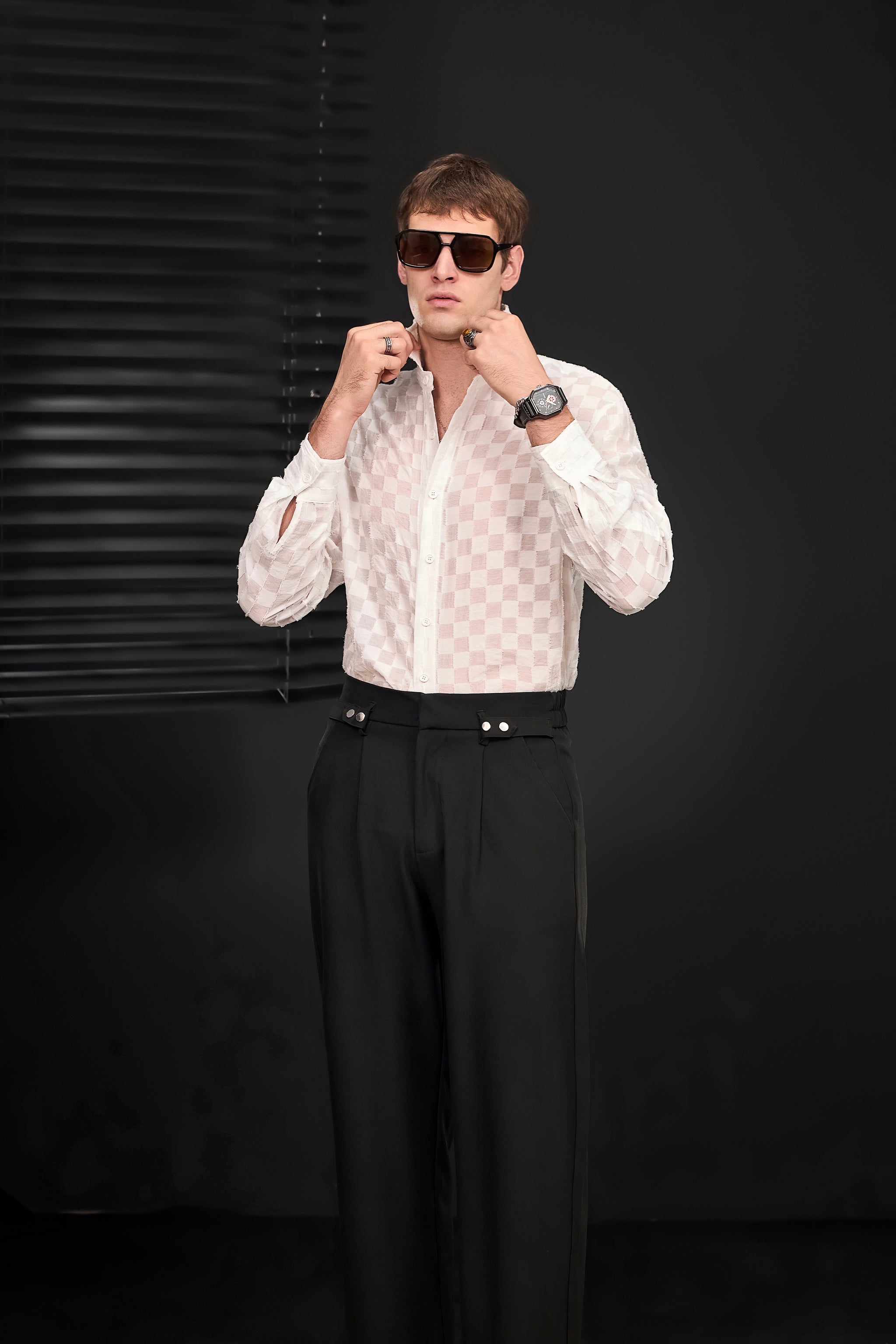 Kingsley Side-Tab Trousers BLACK