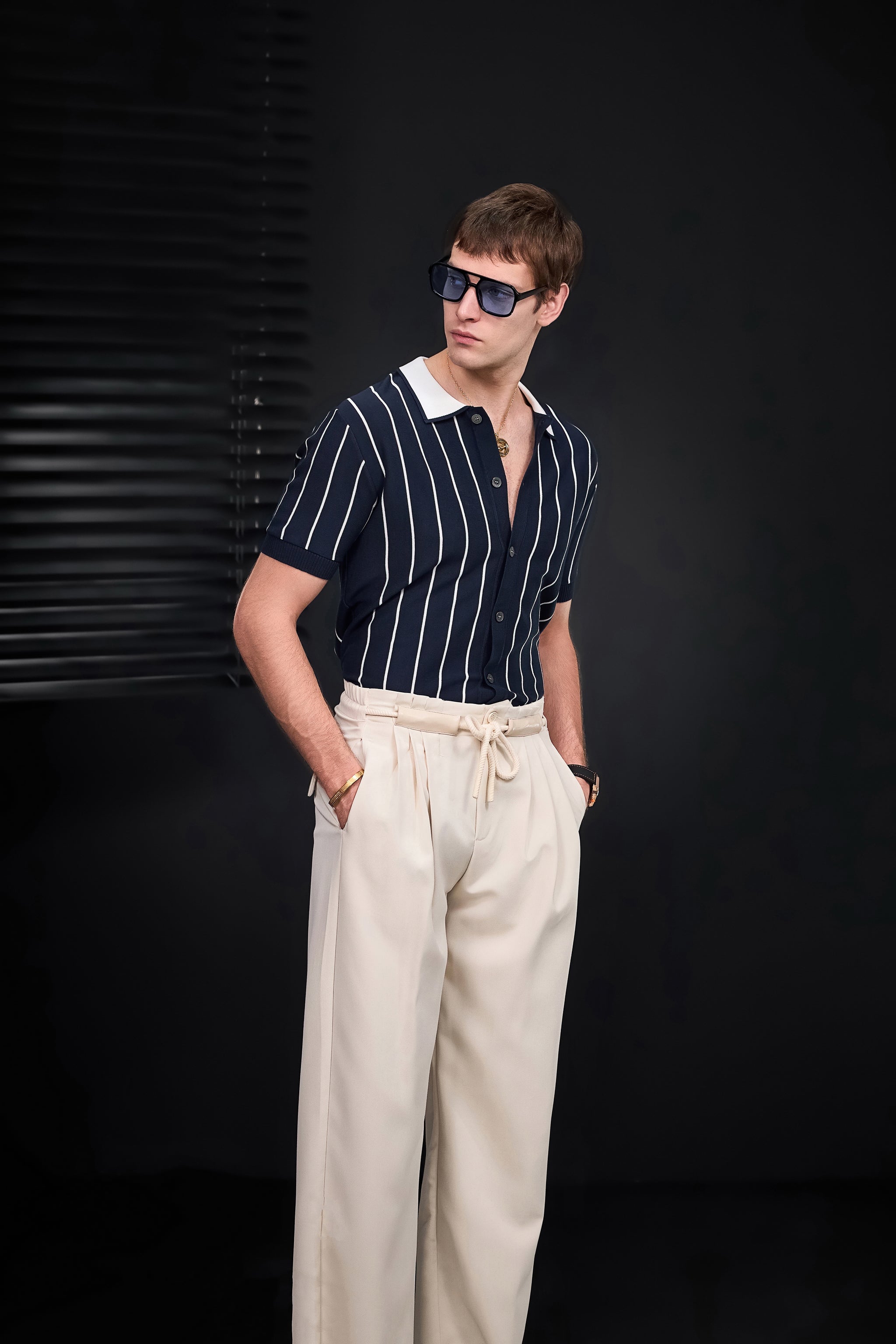 ModStripe Knit Shirt NAVY/WHITE