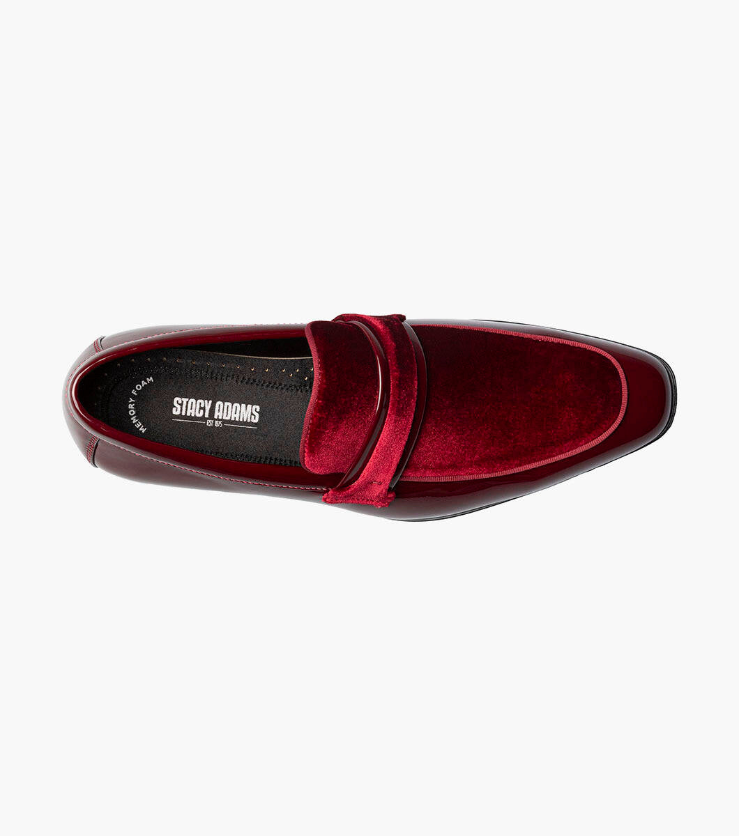 Stacy Adams 25686-601 Spratley Moc Toe Saddle Slip On Burundy