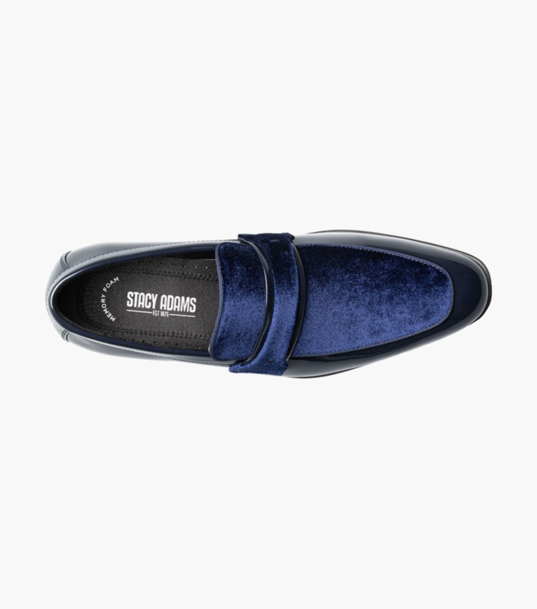 Stacy Adams 25686-410 Spratley Moc Toe Saddle Slip On Navy