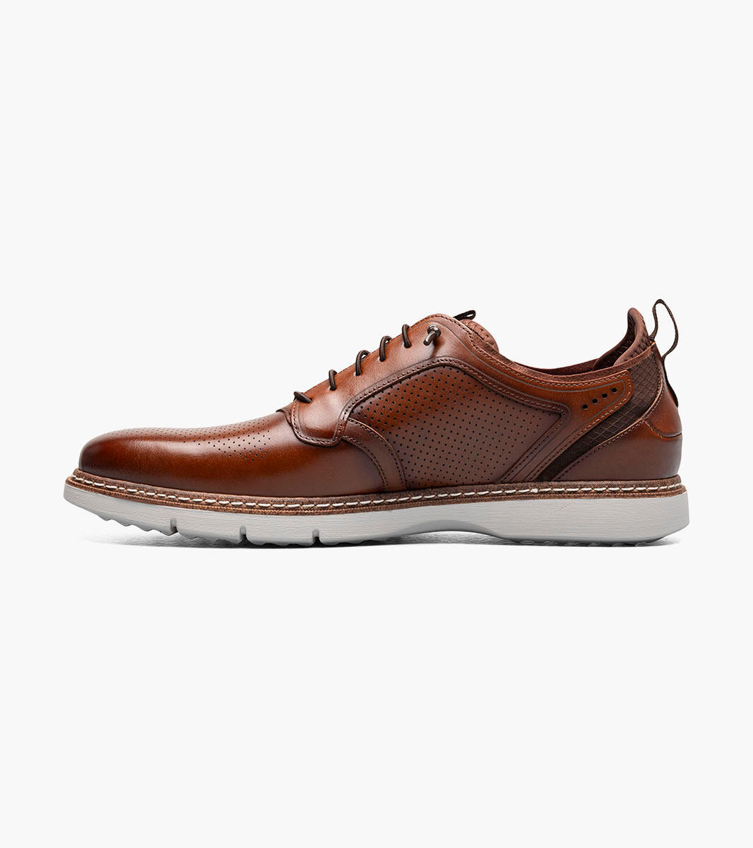 Stacy Adams Sync 25662-001 Plain Toe Elastic Lace Up Cognac