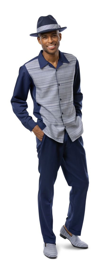 Montique 2360 Long Sleeve Two Piece Set Navy