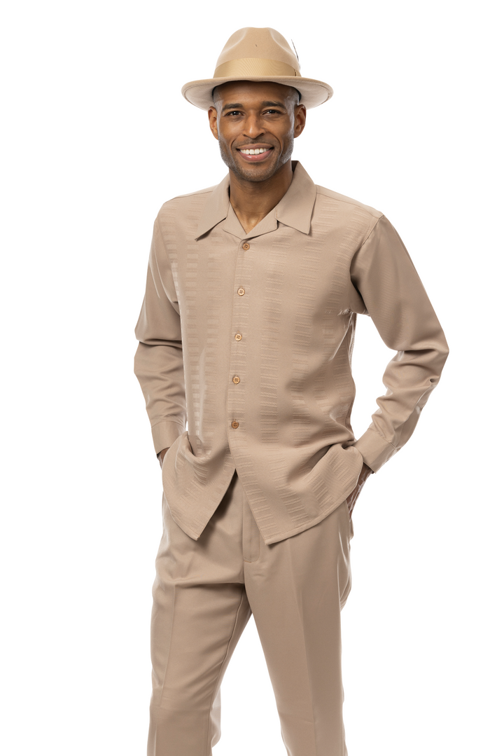 Montique 2391 Long Sleeve Two Piece Set Tan