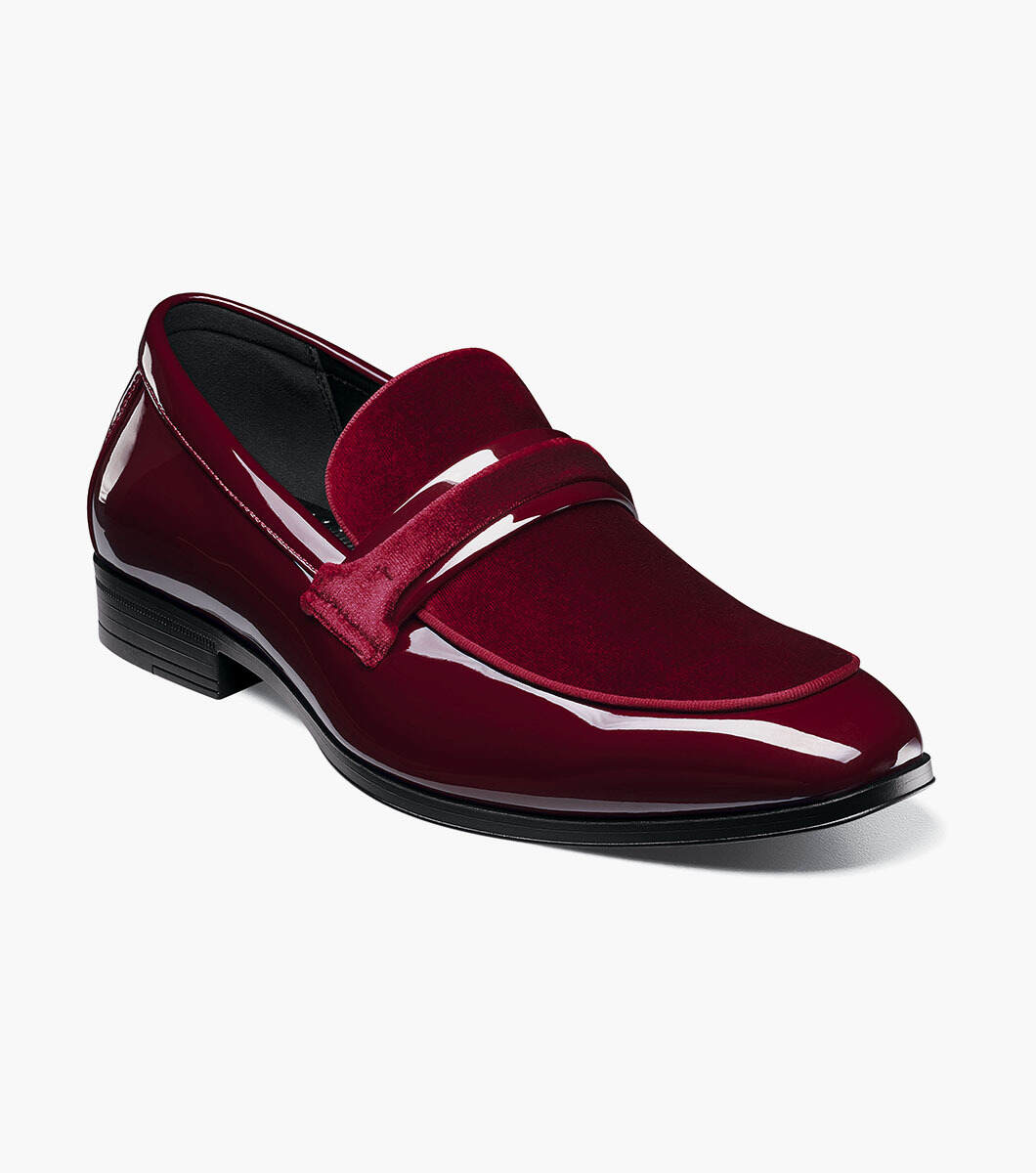 Stacy Adams 25686-601 Spratley Moc Toe Saddle Slip On Burundy