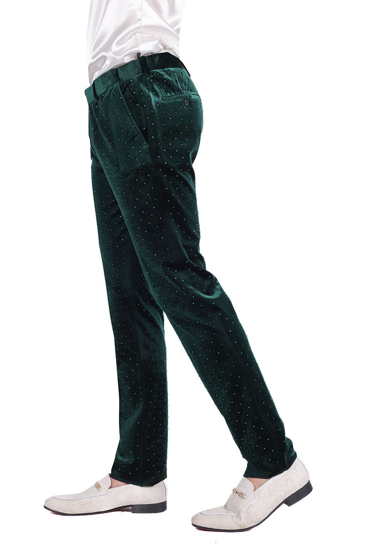 Barabas Friday Night 2CP3020 Velvet Slim Fit Pants Hunter Green