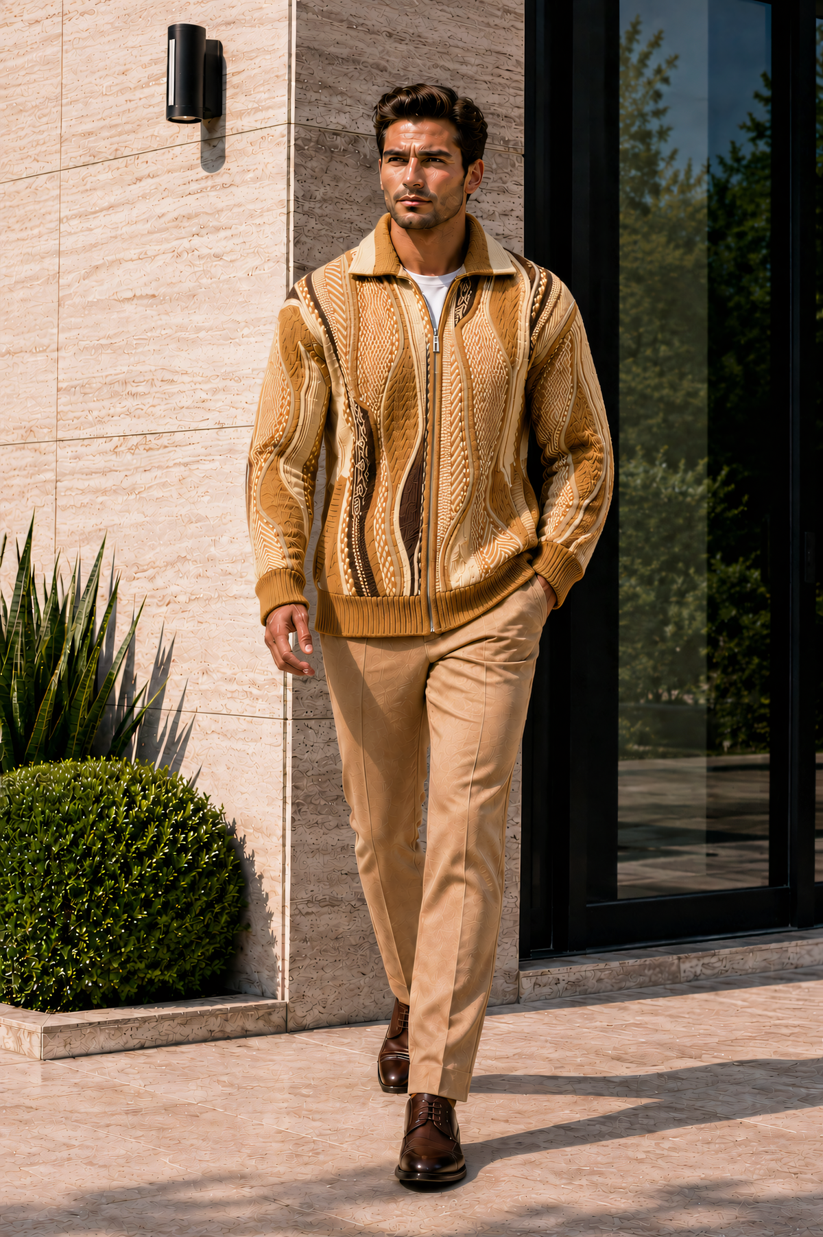 Stacy Adams 32015 Wool Blend Sweater - Tan