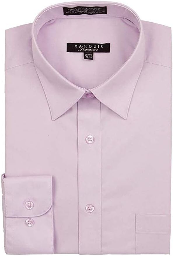 Marquis Mens Regular Fit Dress Shirt Lilac 20.5 34/35 Long Sleeve Point Collar Easy Care Wrinkle Free Cotton Blend Formal Shirt Marquis Mens Regular Fit Dress Shirt Lilac 20.5 34/35 Long Sleeve Point Collar Easy Care Wrinkle Free Cotton Blend Formal Shirt