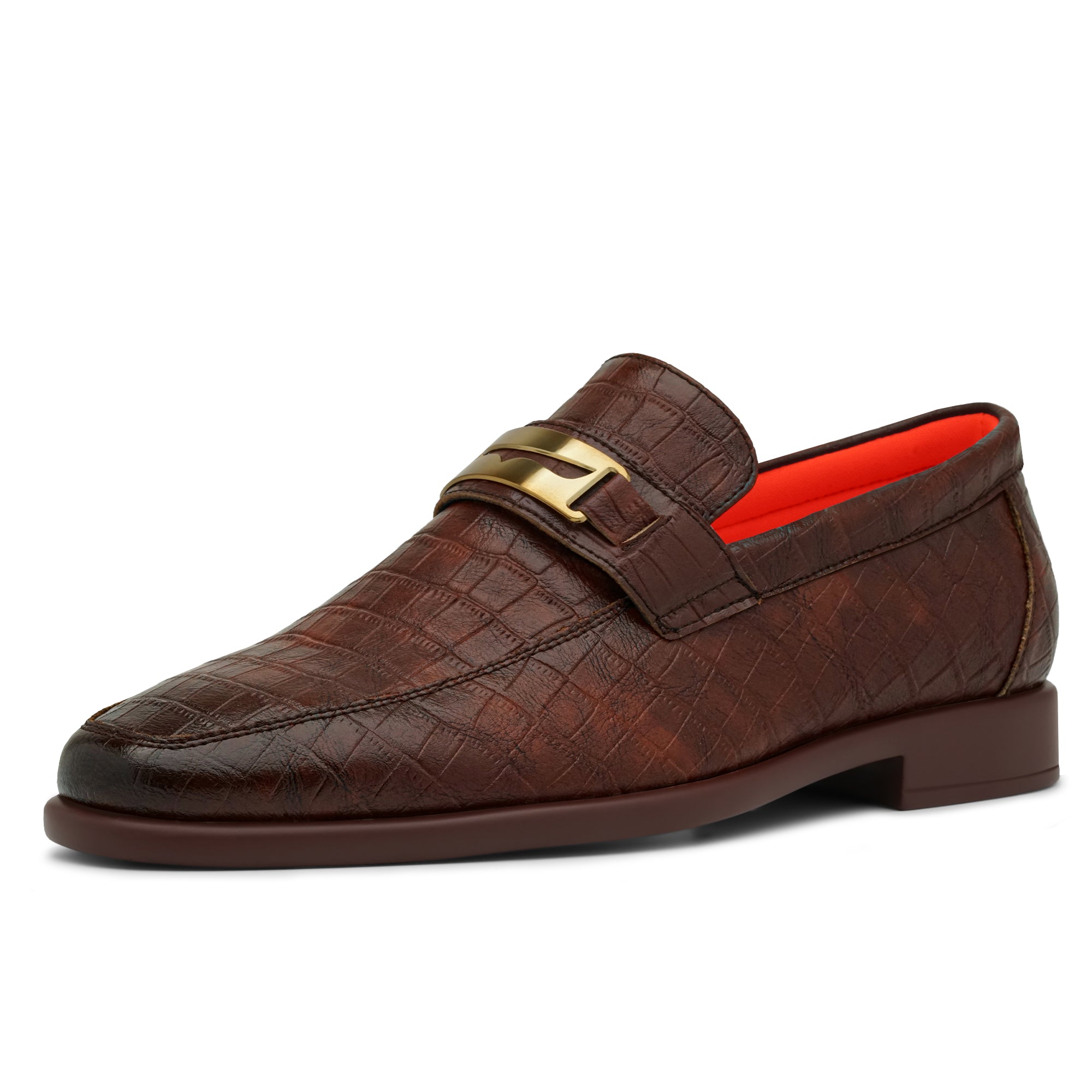 Tayno The Caprio Croc Leather Loafer Coffee