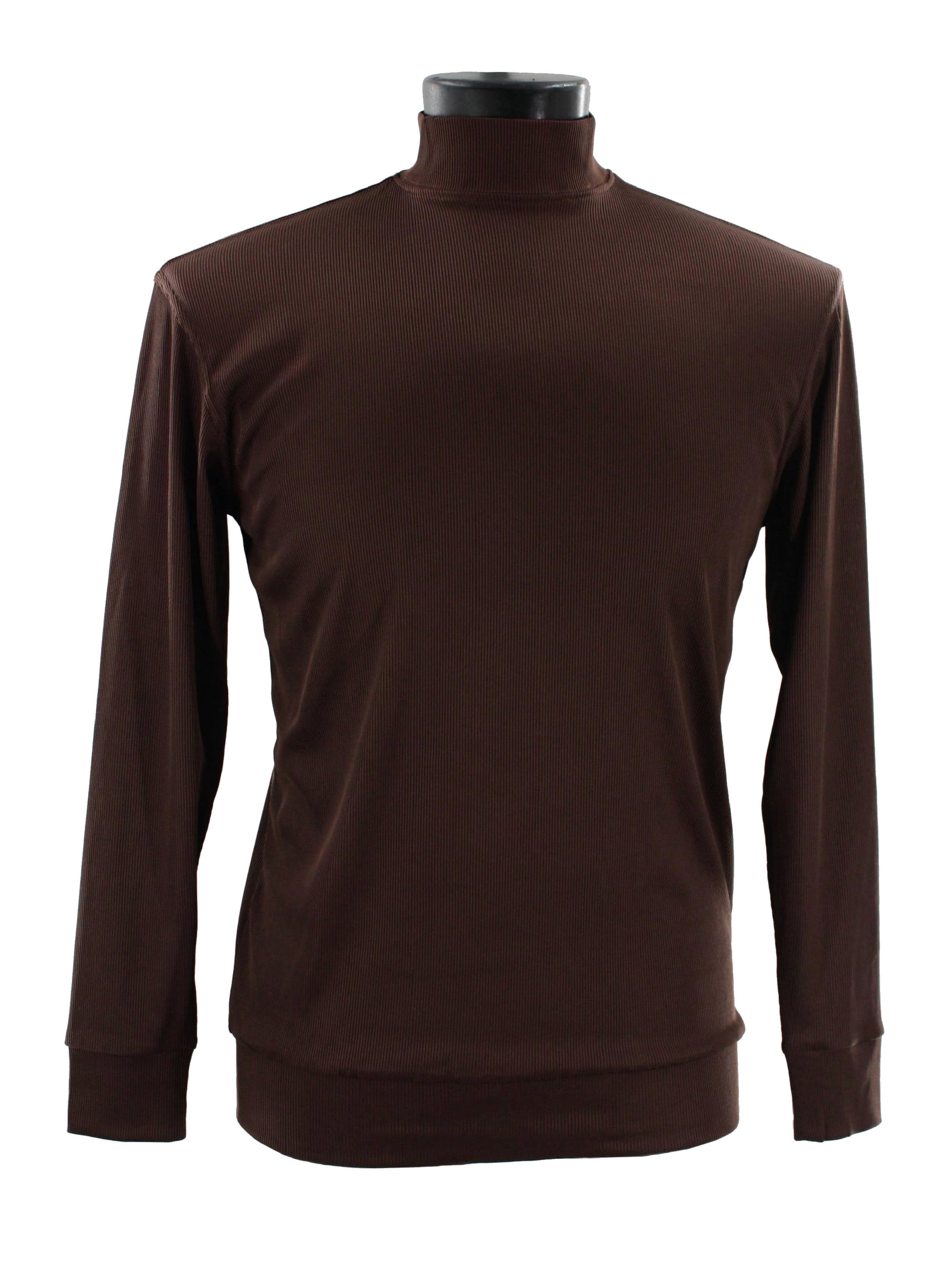 Bassiri 632 Knit Long Sleeve High Mock Neck Brown