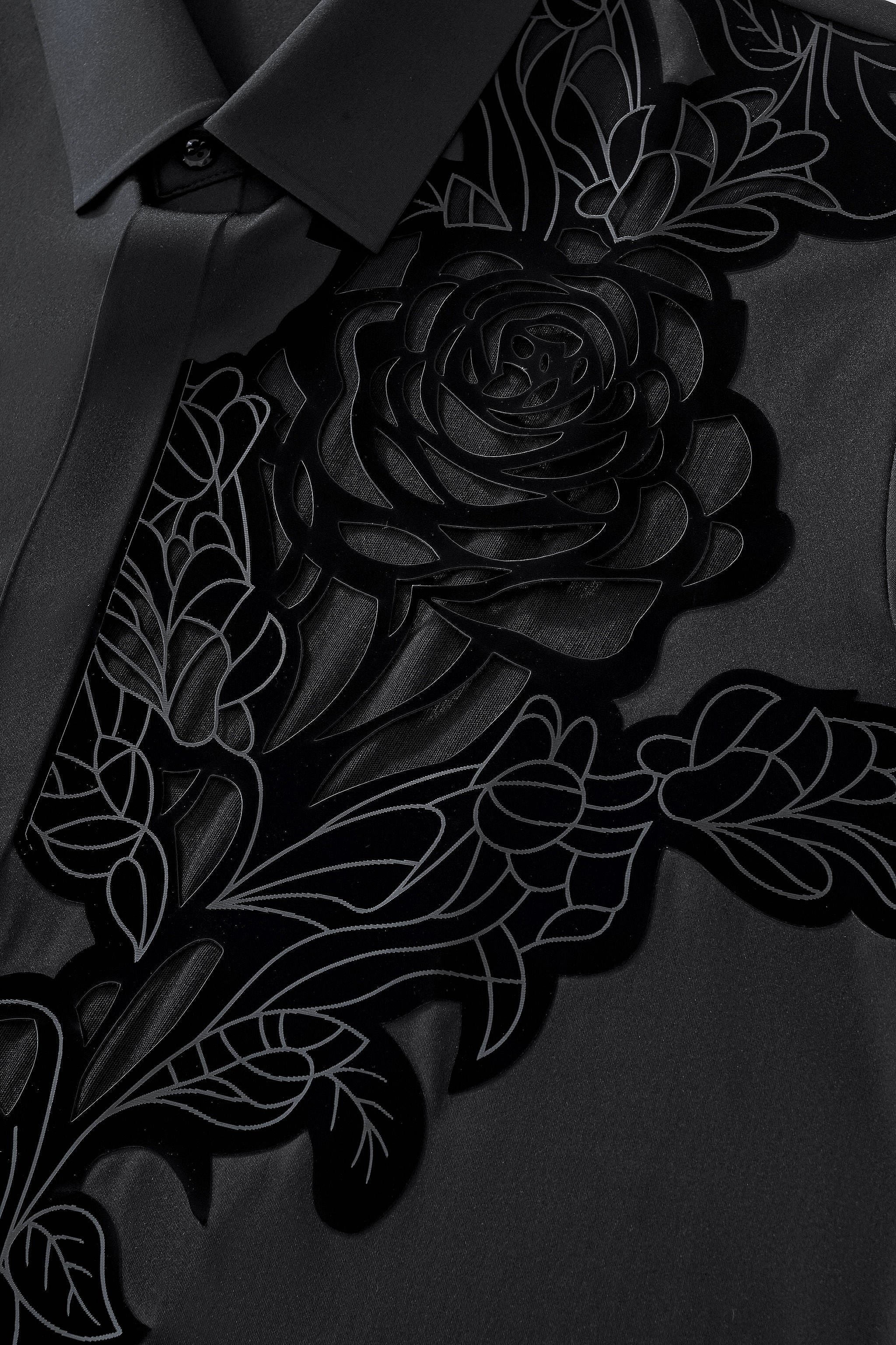 Velvet Noir Laser-Cut LS Shirt BLACK