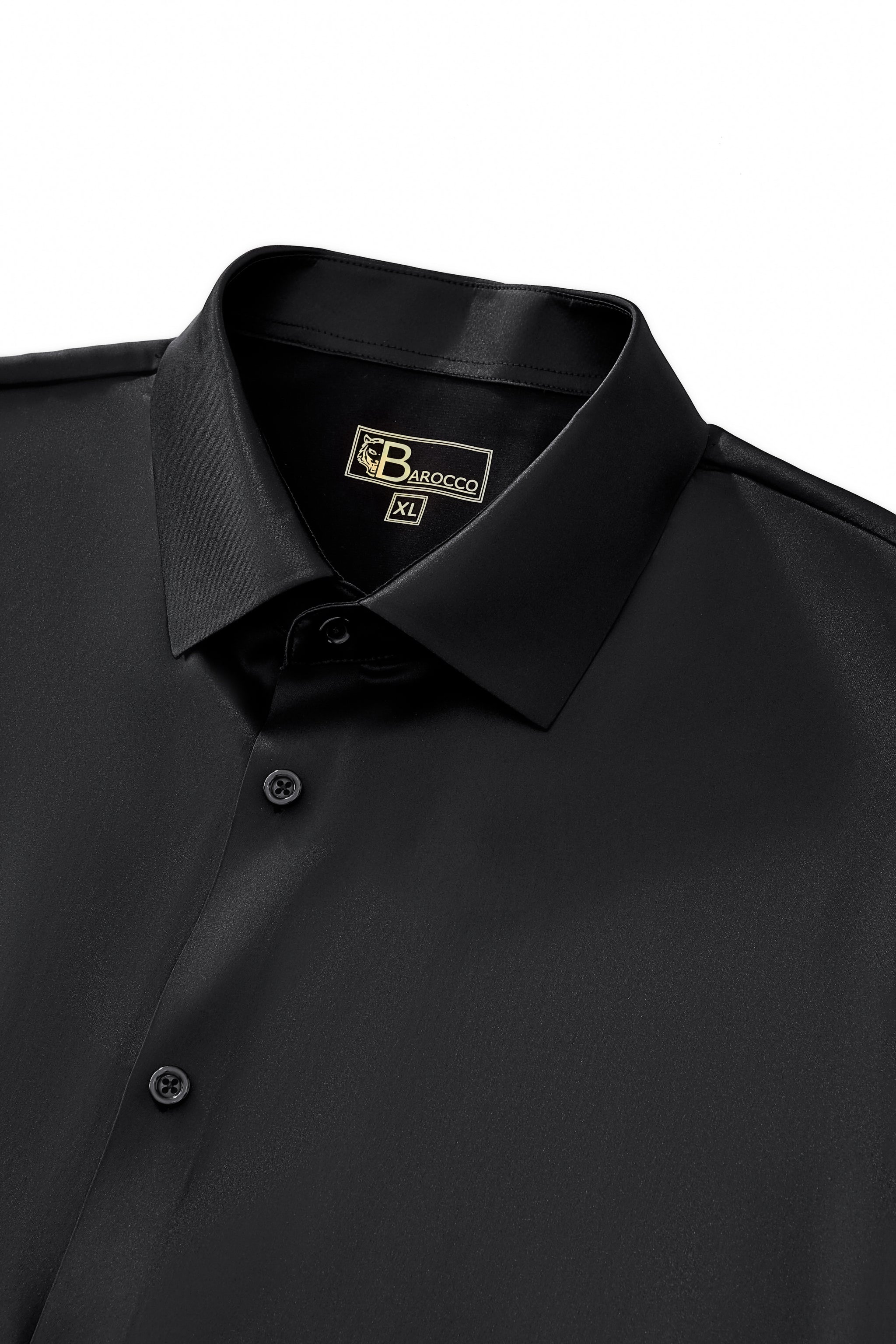 SIGNITURE SATIN STITCHLESS LS Shirt BLACK