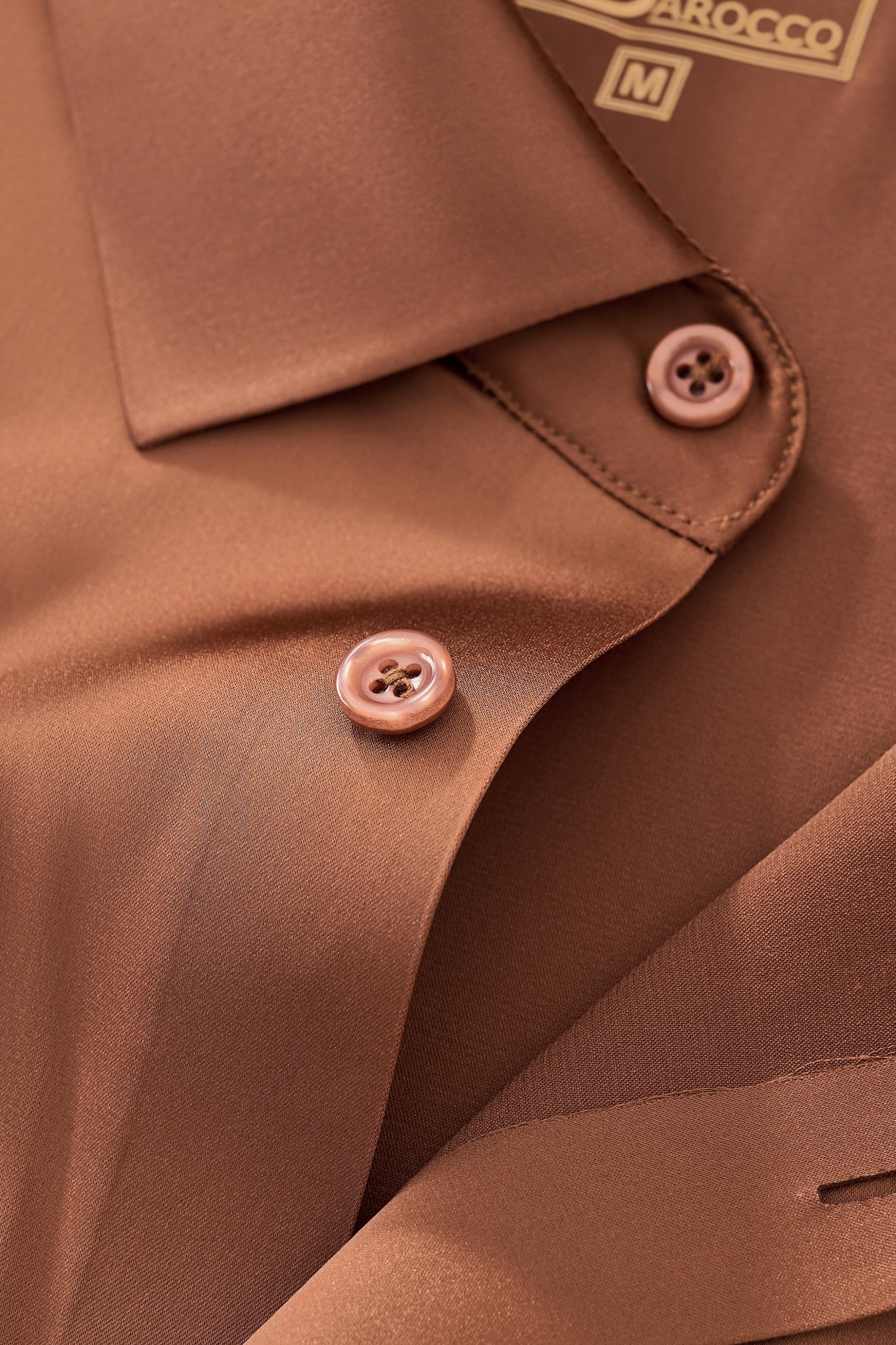 SIGNITURE SATIN STITCHLESS LS Shirt COFFEE