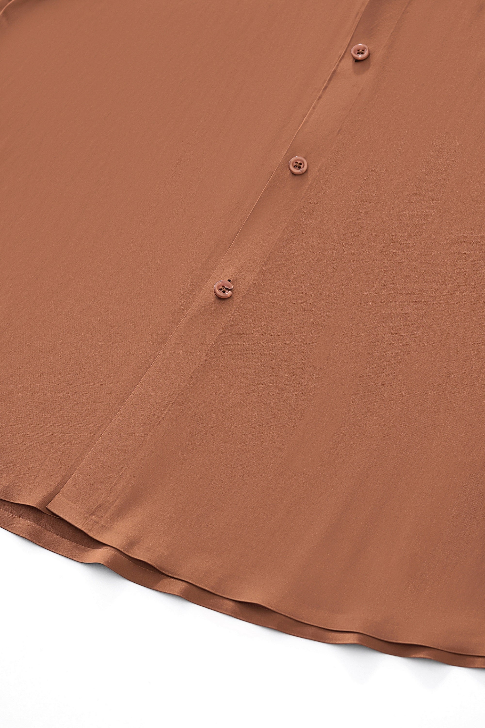 SIGNITURE SATIN STITCHLESS LS Shirt COFFEE