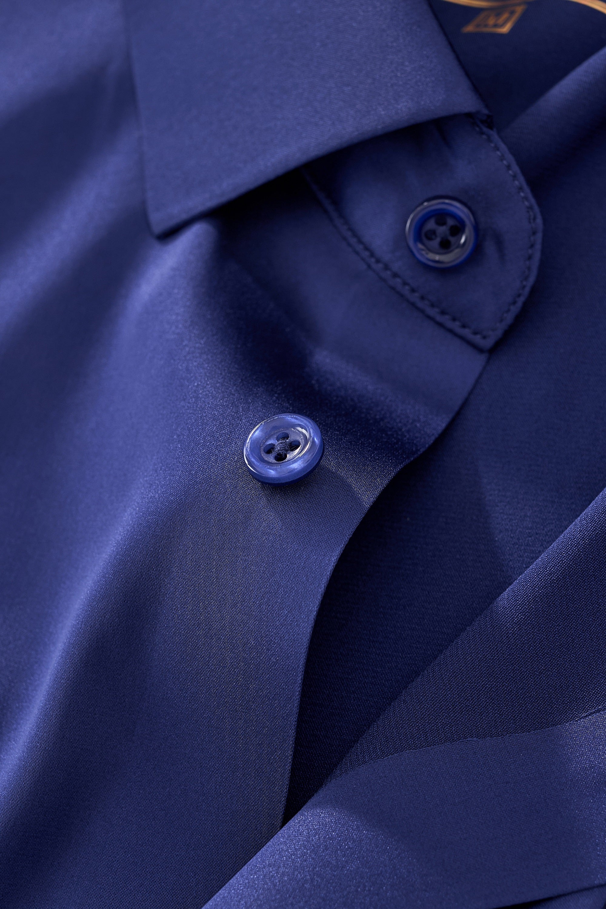 SIGNITURE SATIN STITCHLESS LS Shirt NAVY