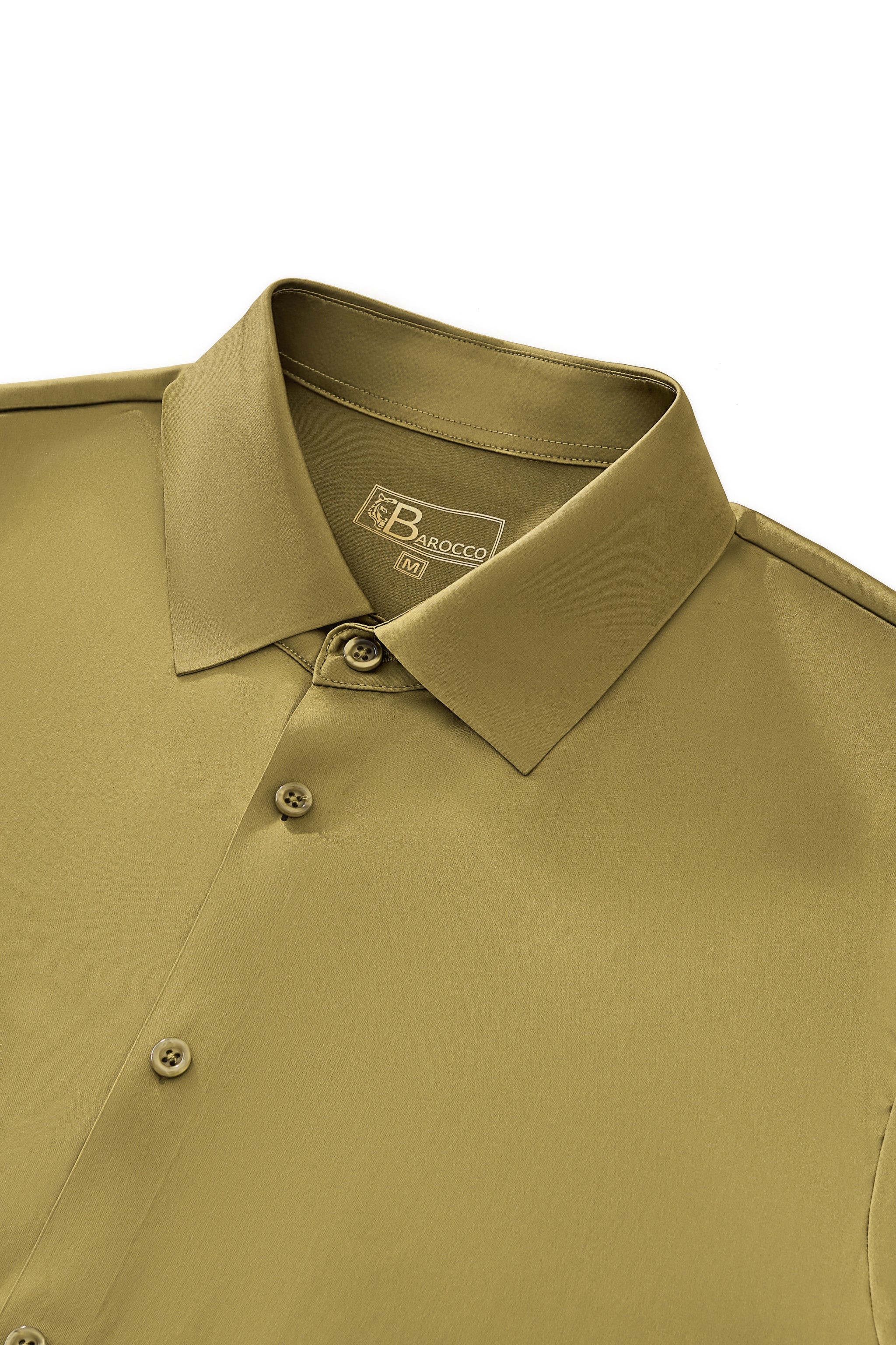 SIGNITURE SATIN STITCHLESS LS Shirt OLIVE