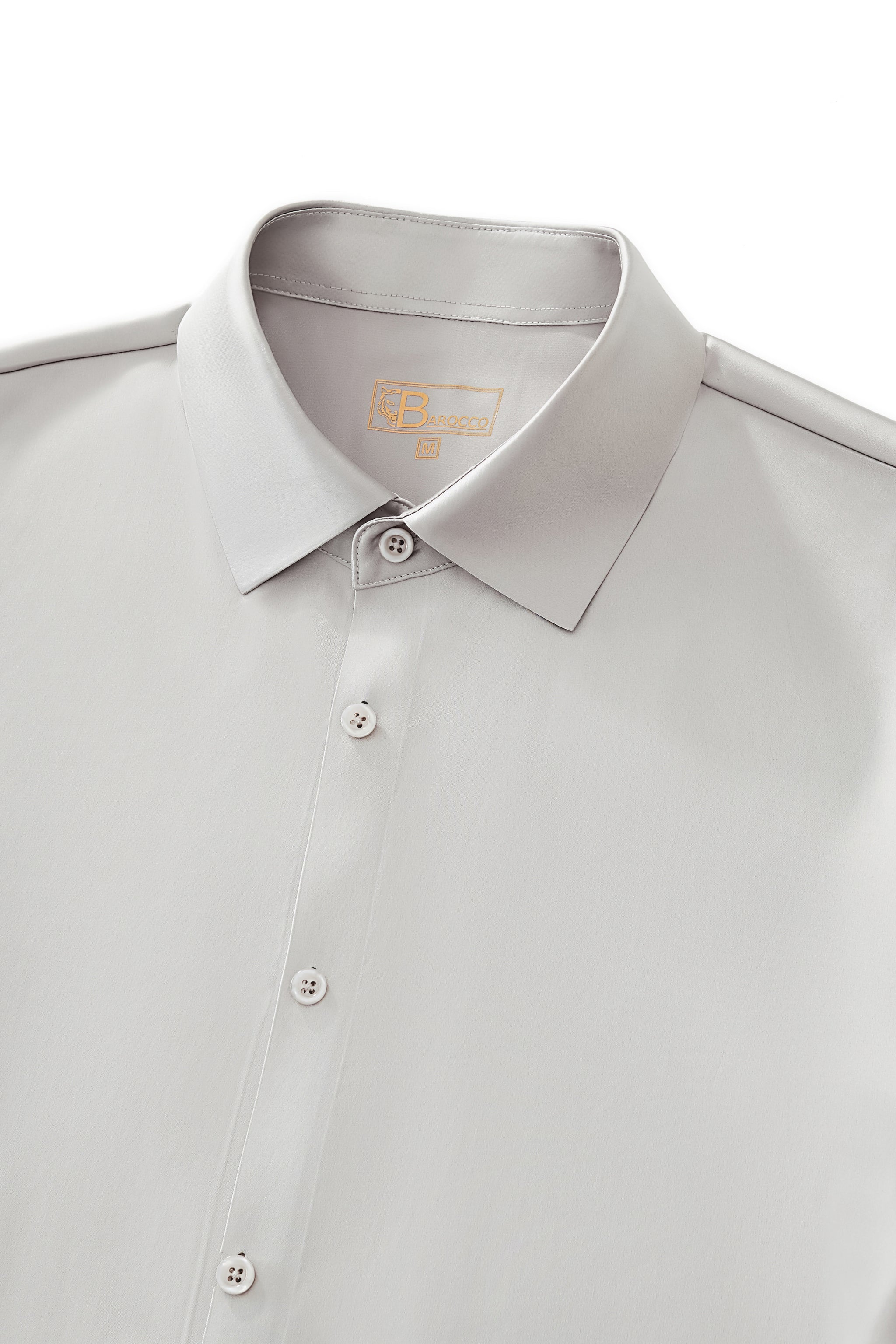 SIGNITURE SATIN STITCHLESS LS Shirt SILVER