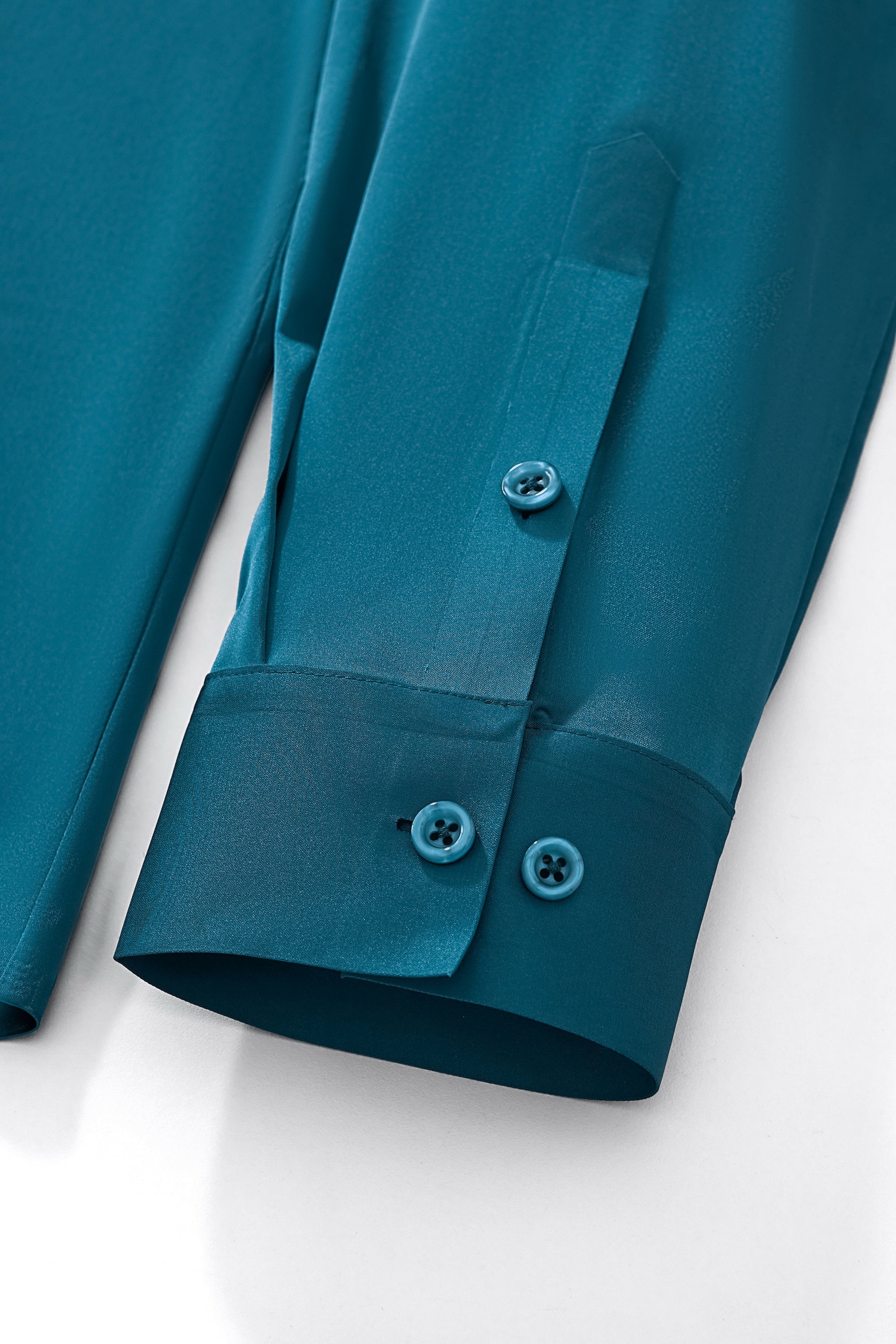 SIGNITURE SATIN STITCHLESS LS Shirt TEAL