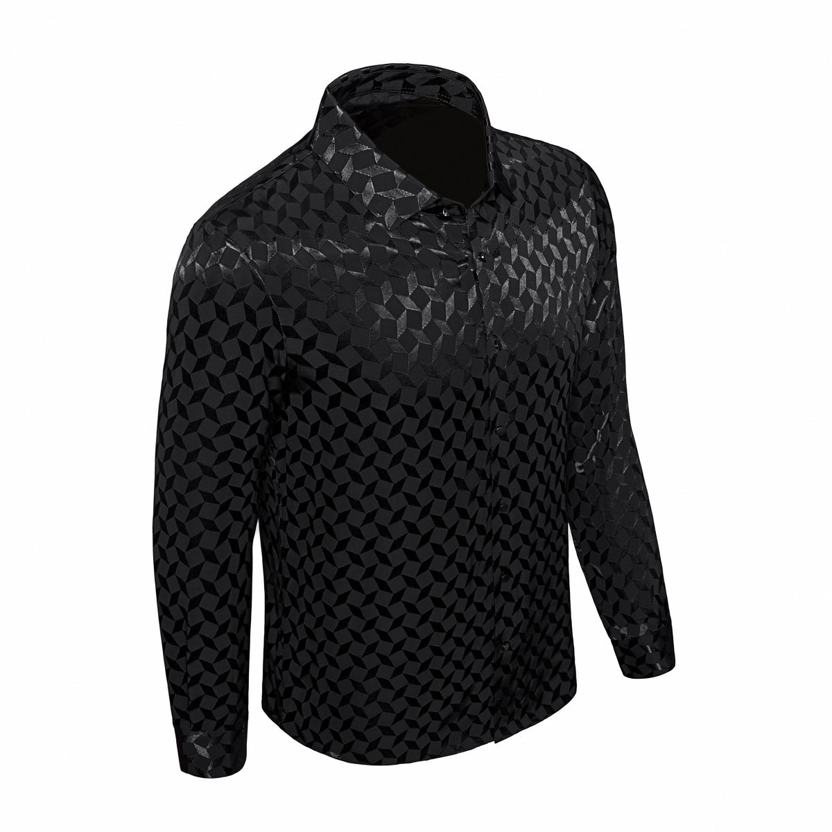 Optic Tessellation Stitchless LS Shirt BLACK