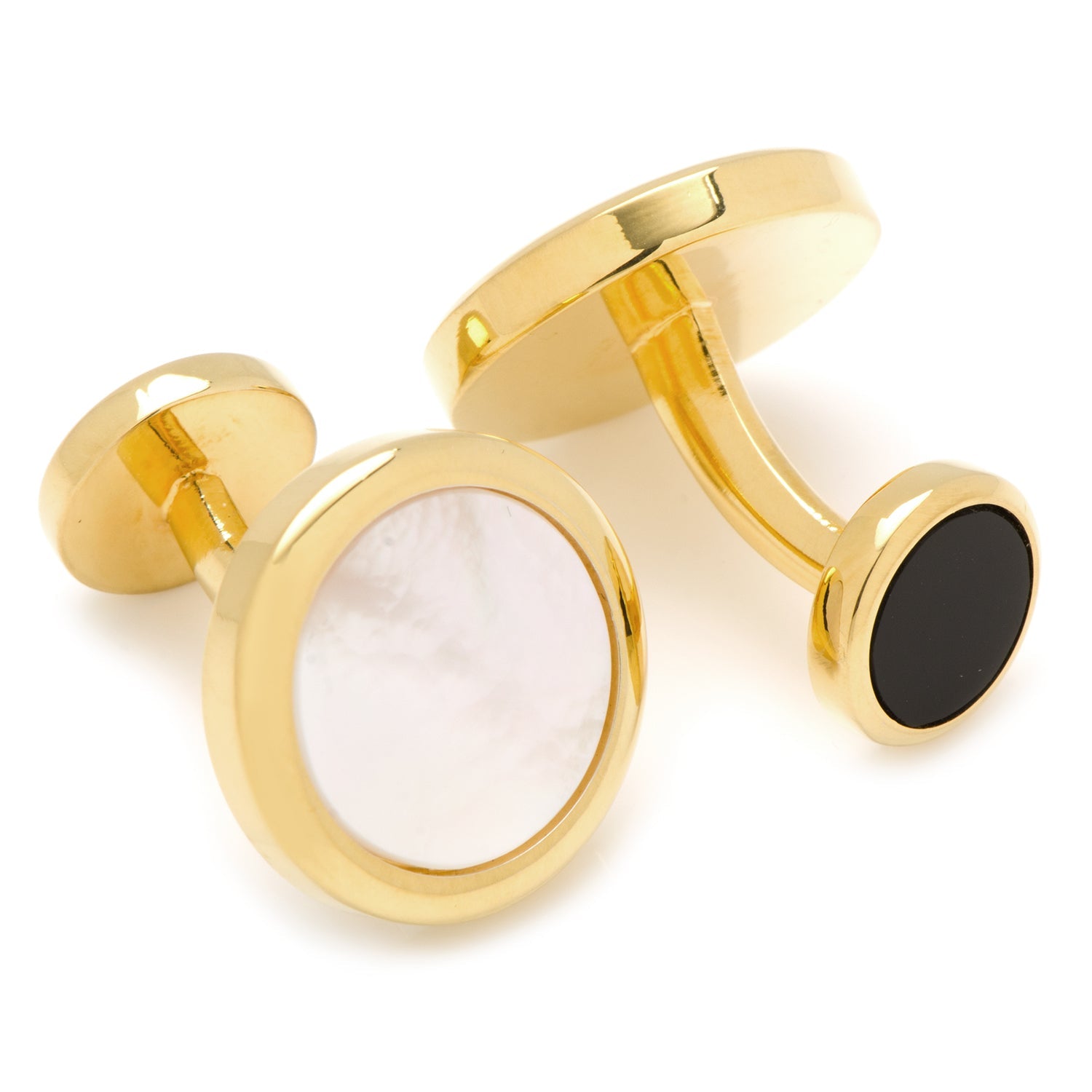 Double Sided Gold Mother of Pearl Round Beveled 5-Stud Set