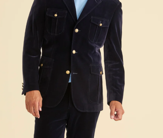 Inserch BL-569 Velvet Military Jacket Navy