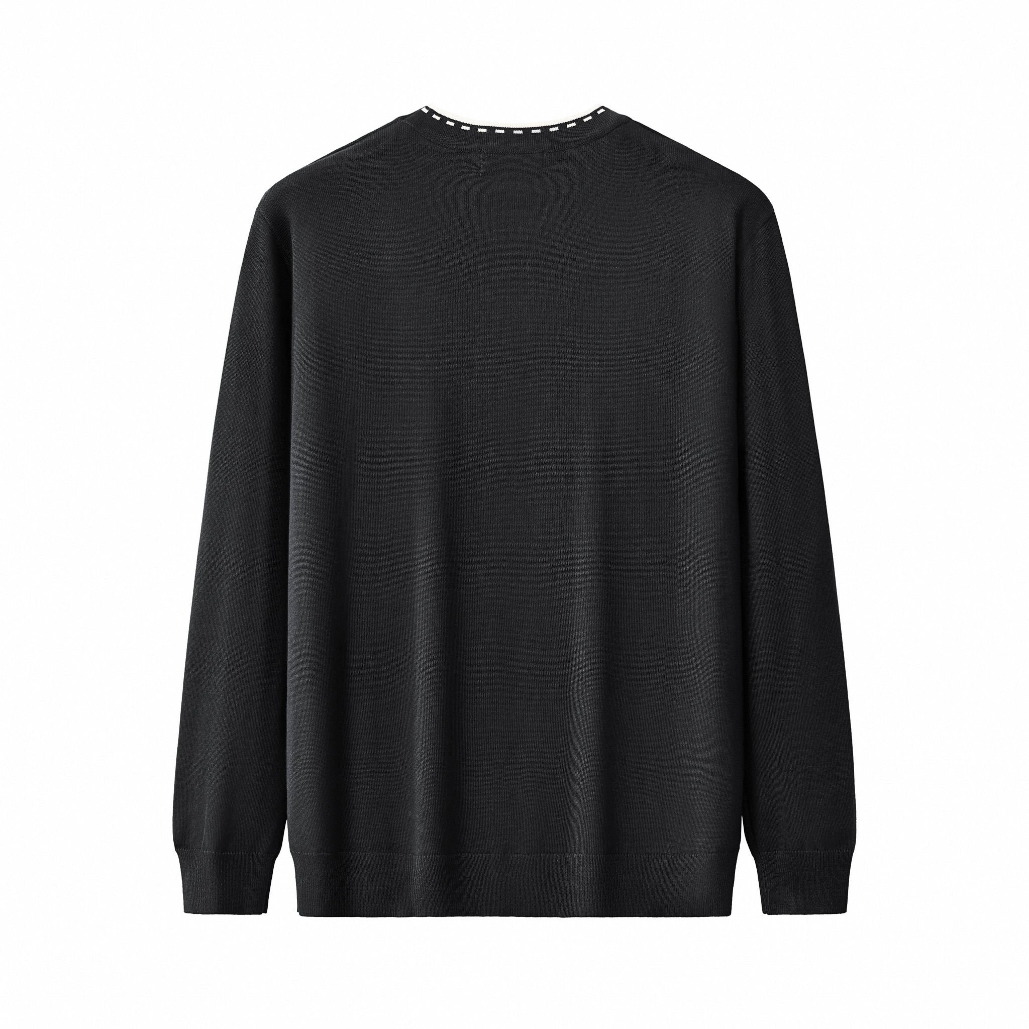 Axis Contrast Stitch Knit LS BLACK