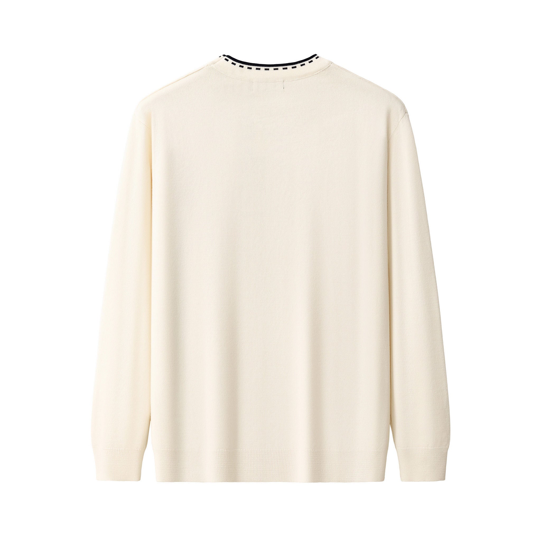 Axis Contrast Stitch Knit LS IVORY
