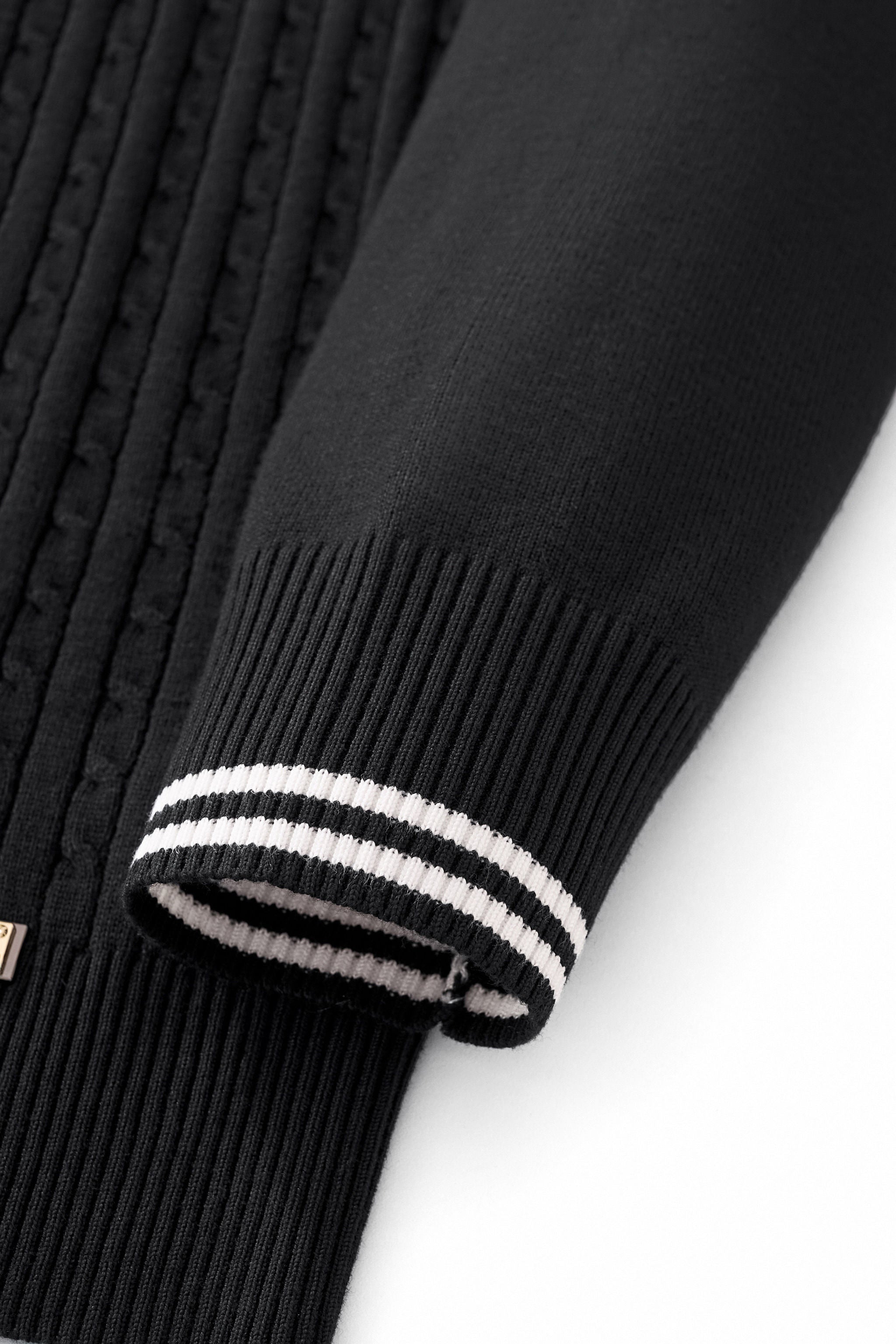Marquee Cable Knit Cardigan LS BLACK