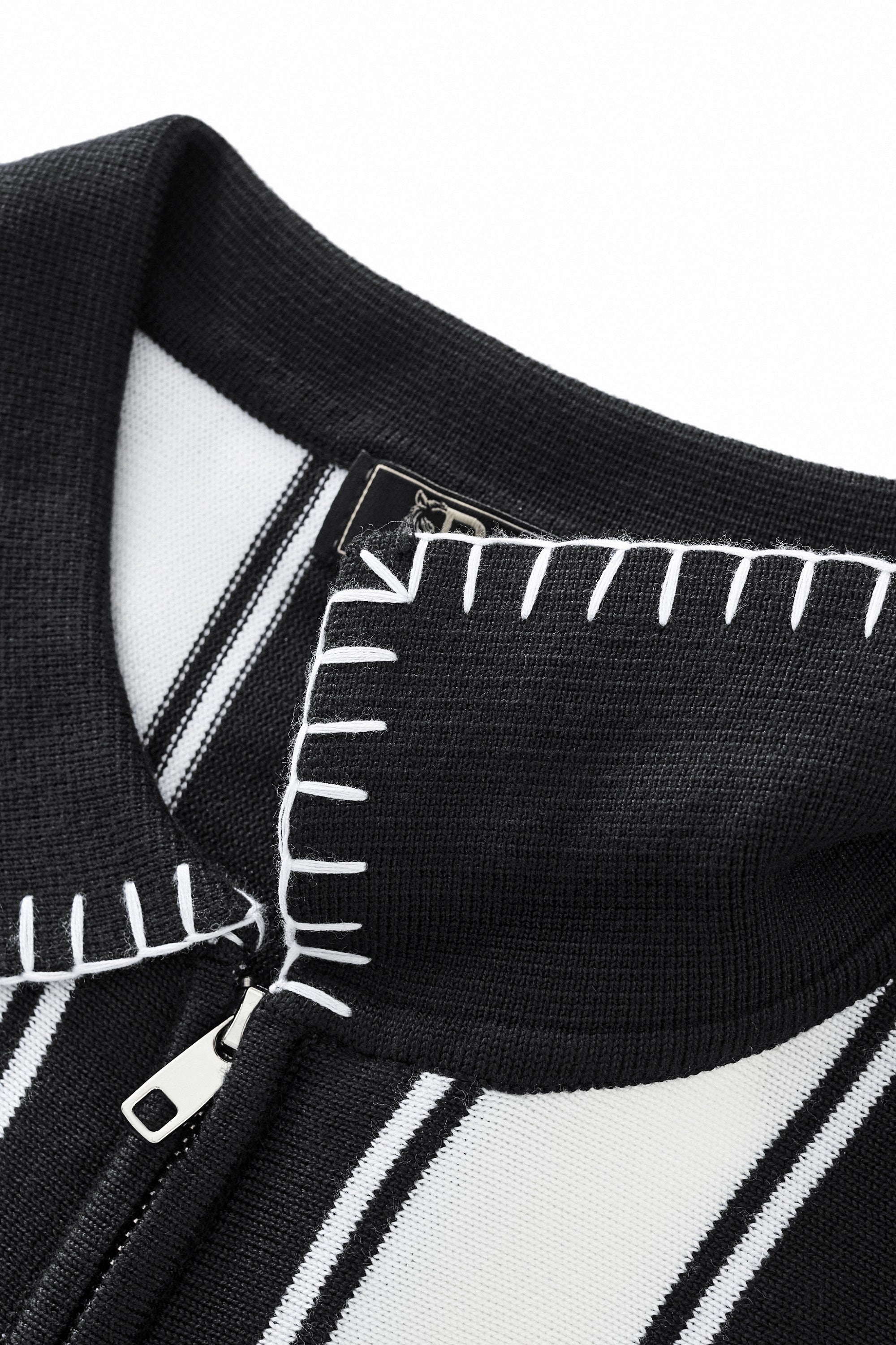 Vanguard Stripe Knit Polo LS BLACK