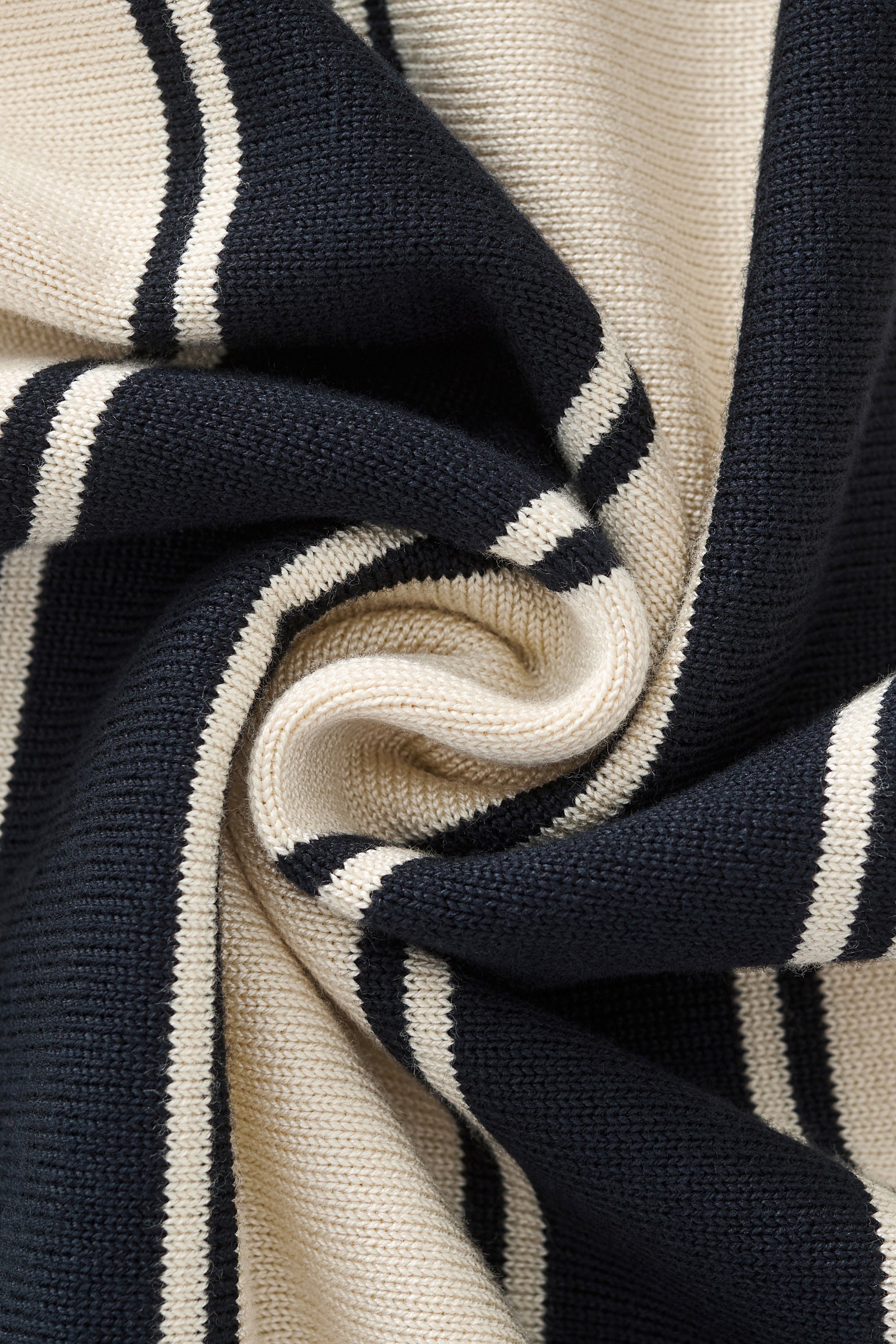 Vanguard Stripe Knit Polo LS IVORY