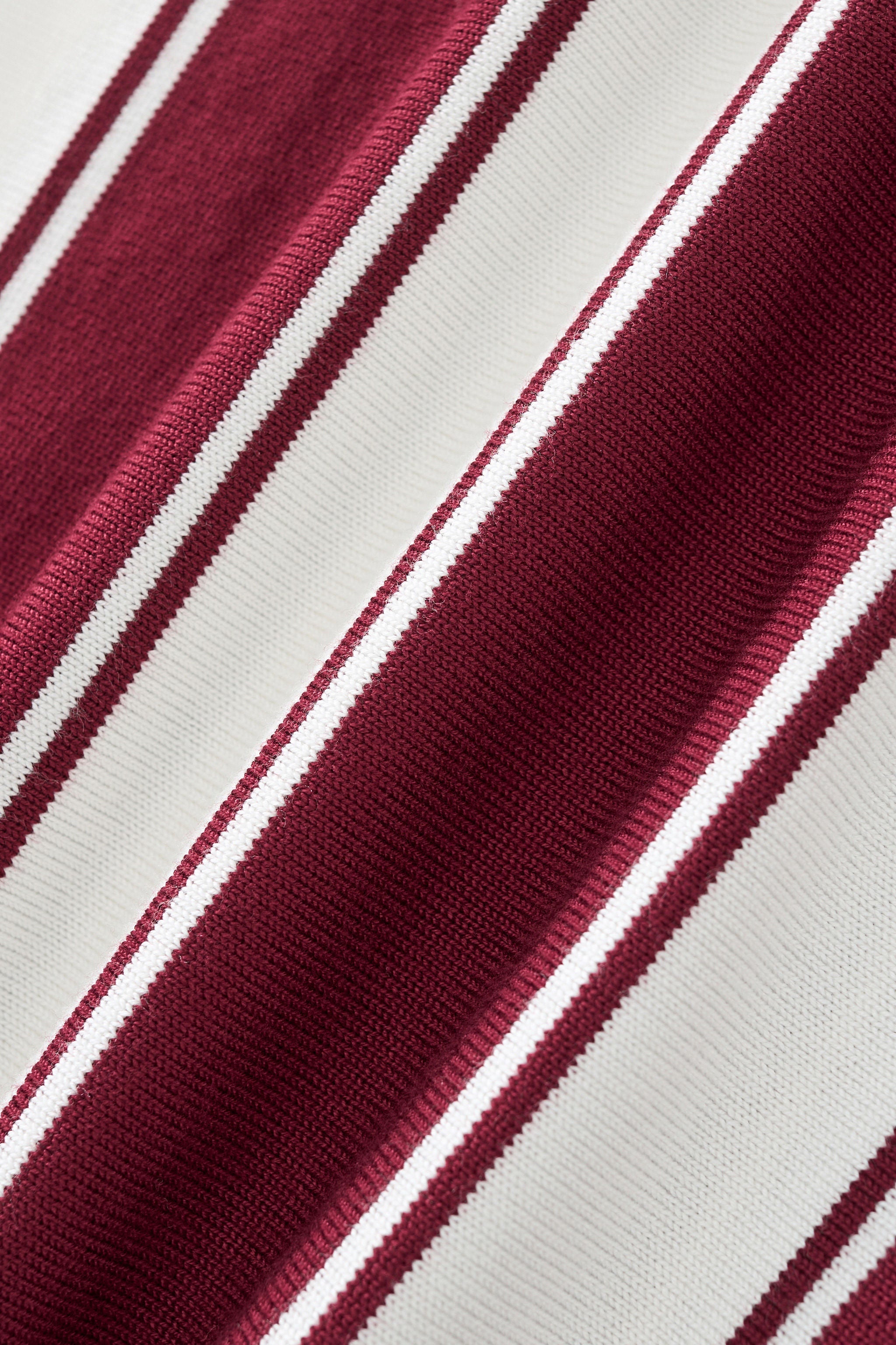 Vanguard Stripe Knit Polo LS WINE