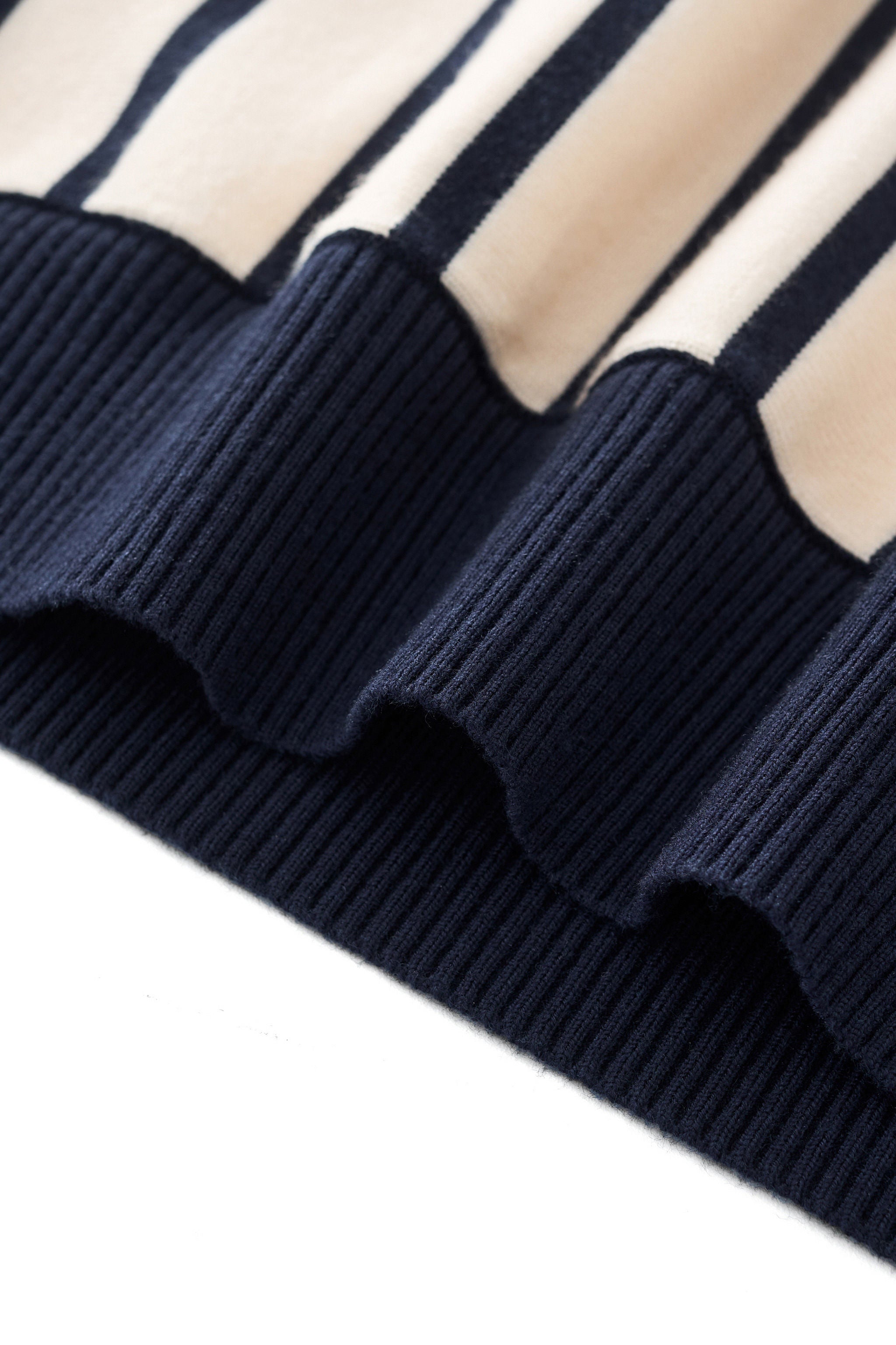 Imperial Stripe Knit Polo LS IVORY