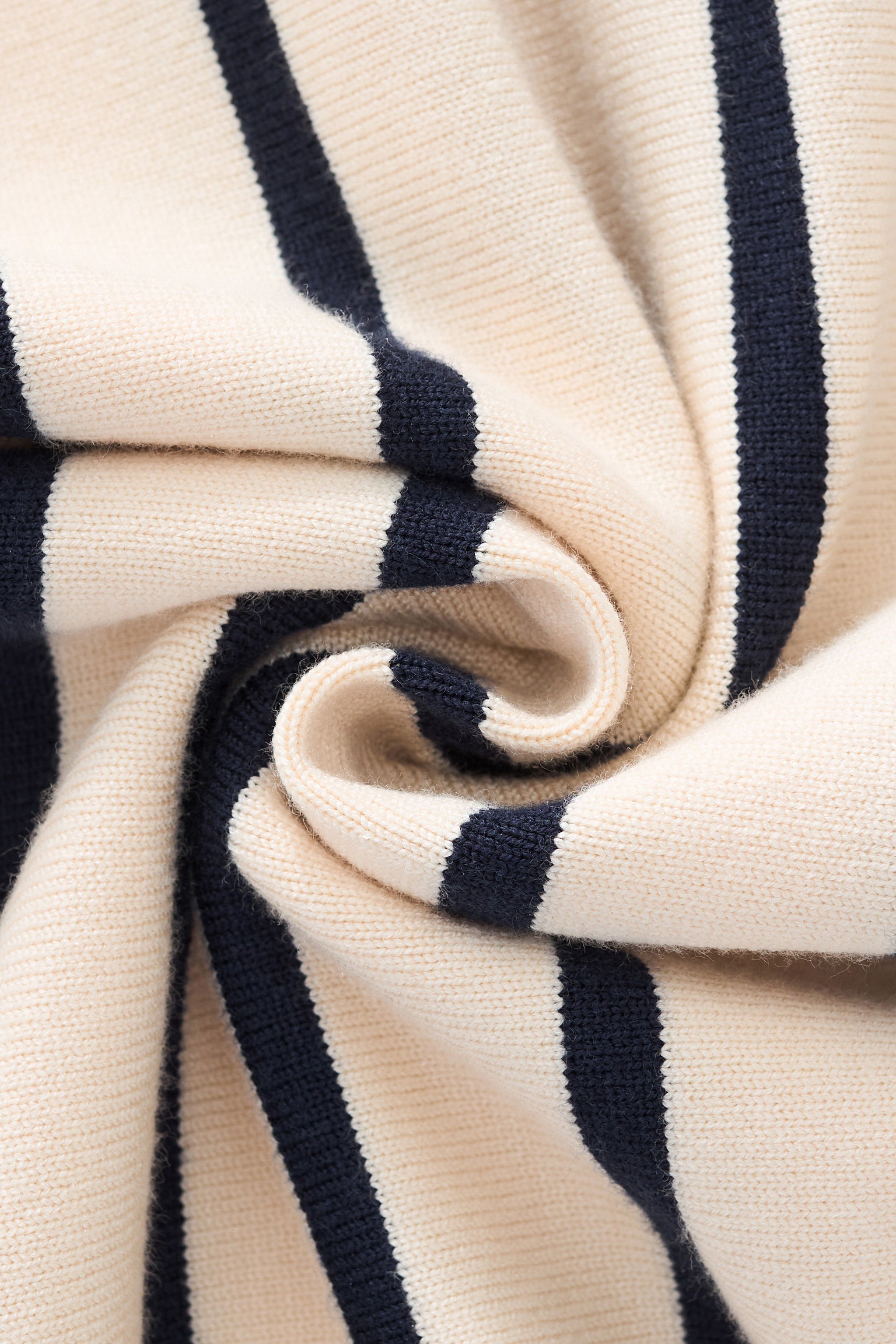 Imperial Stripe Knit Polo LS IVORY