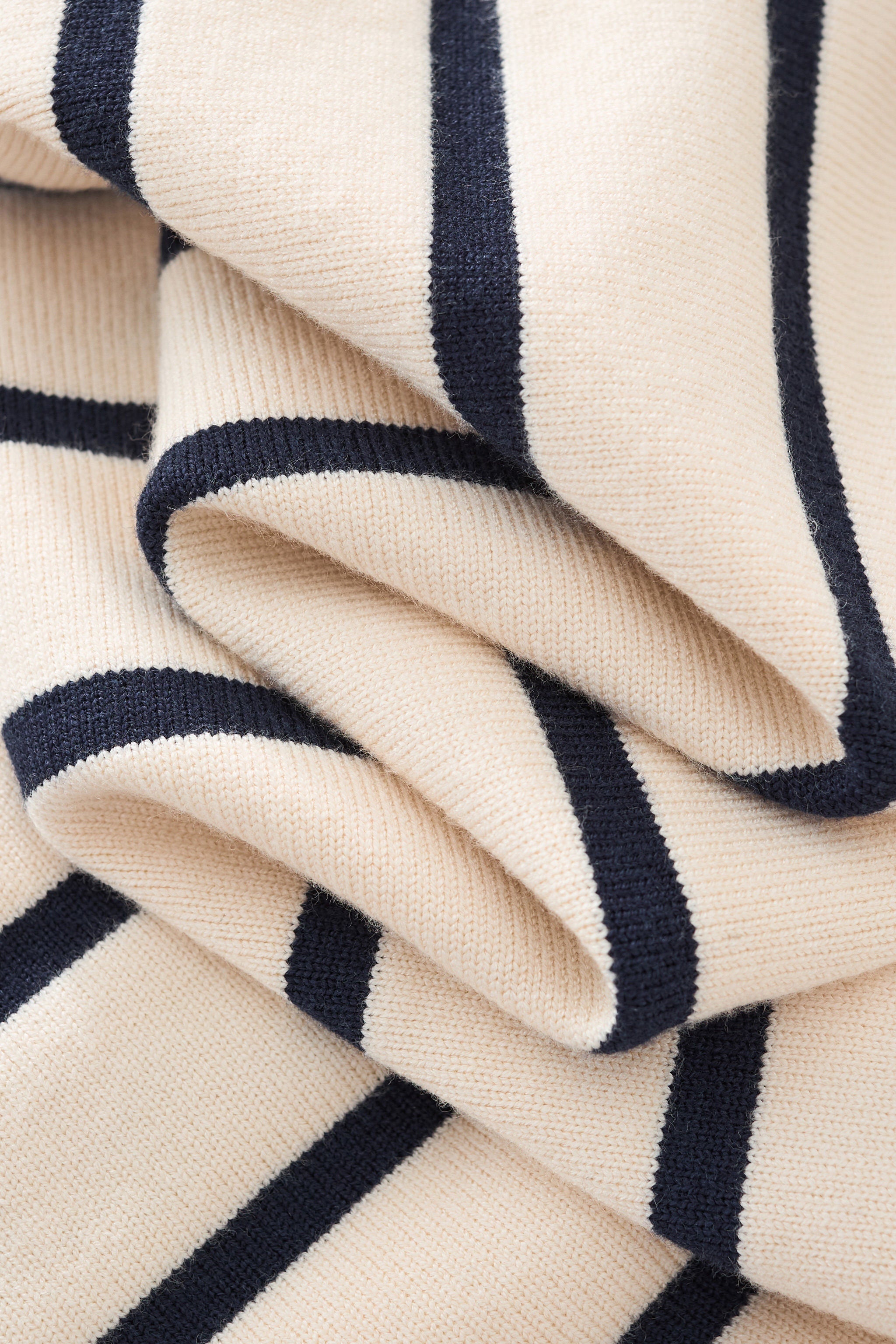 Imperial Stripe Knit Polo LS IVORY