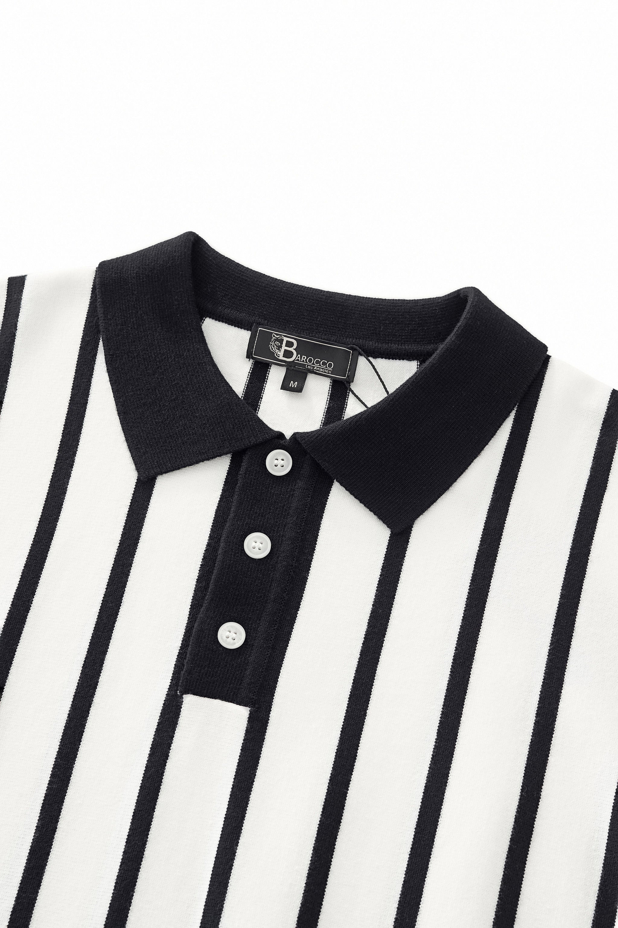 Imperial Stripe Knit Polo LS WHITE