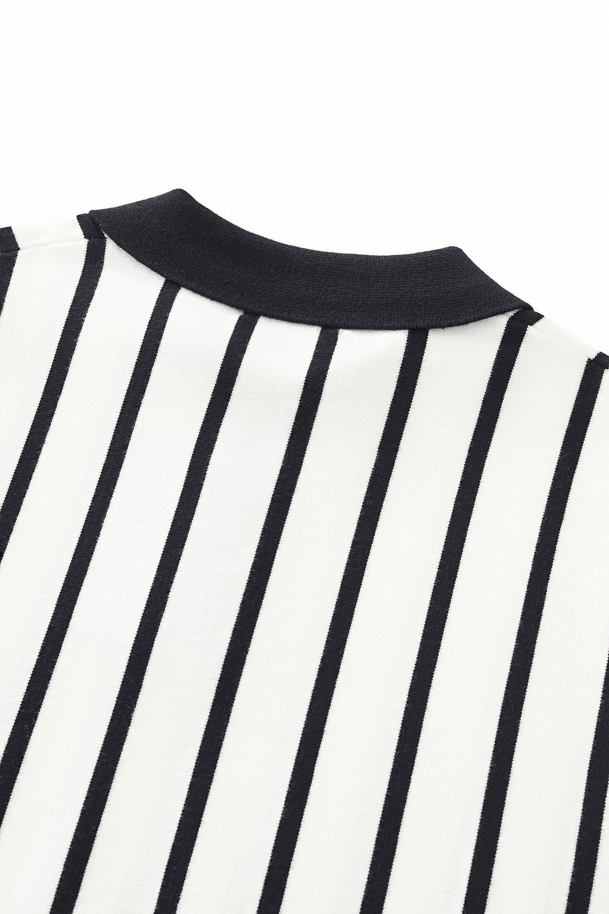 Imperial Stripe Knit Polo LS WHITE