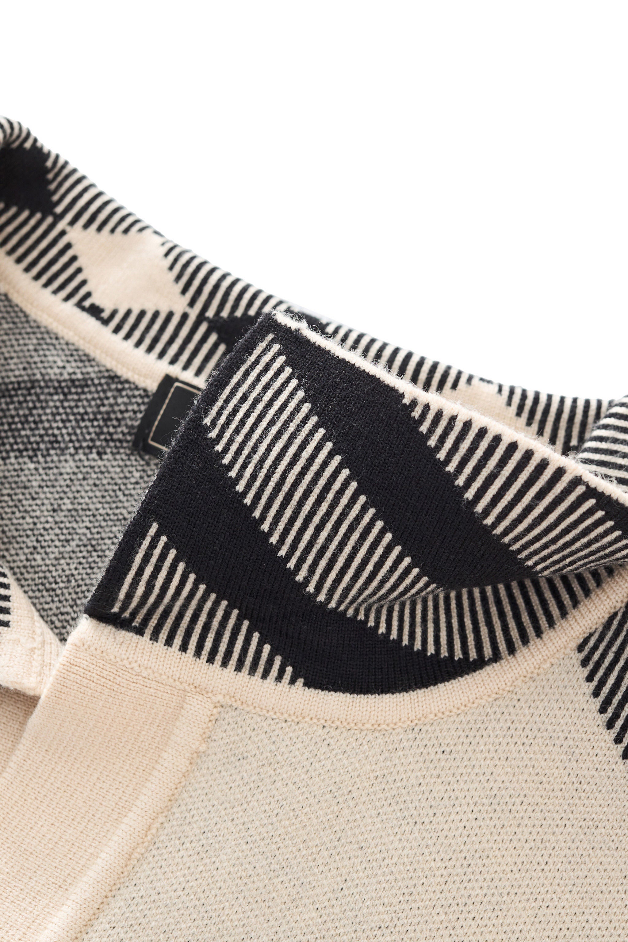 Paramount Lattice Knit Polo LS IVORY