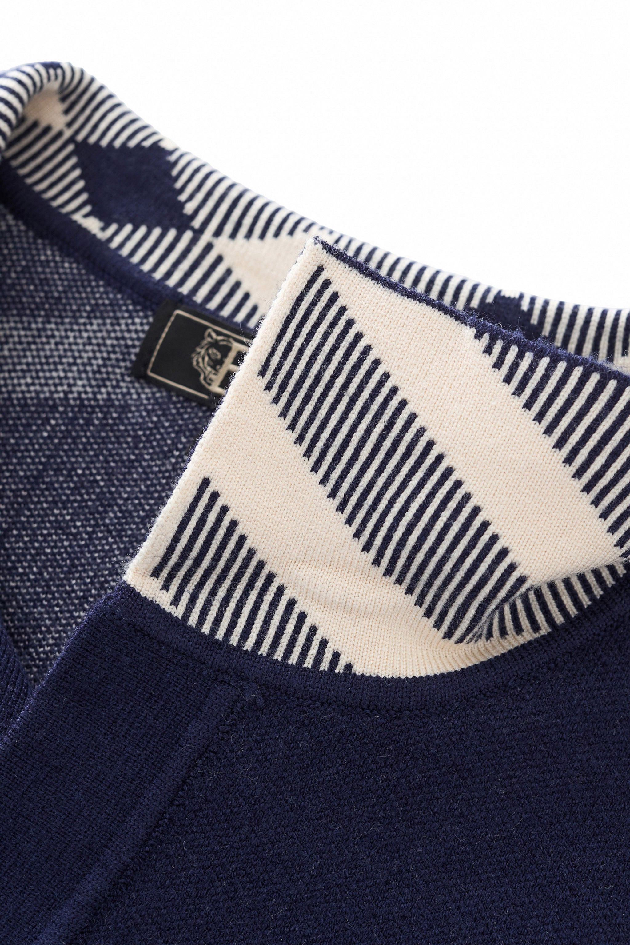 Paramount Lattice Knit Polo LS NAVY