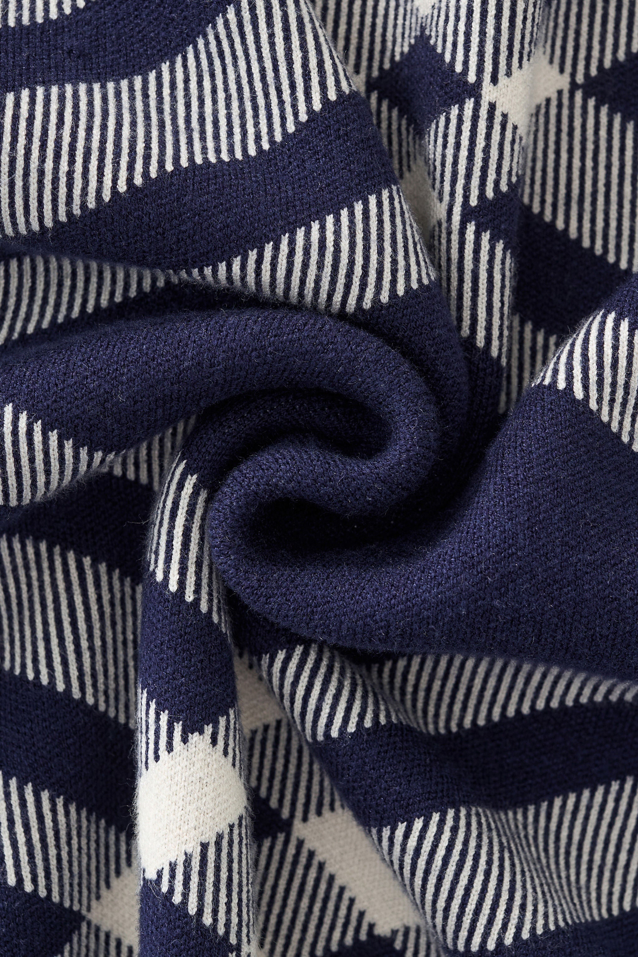 Paramount Lattice Knit Polo LS NAVY