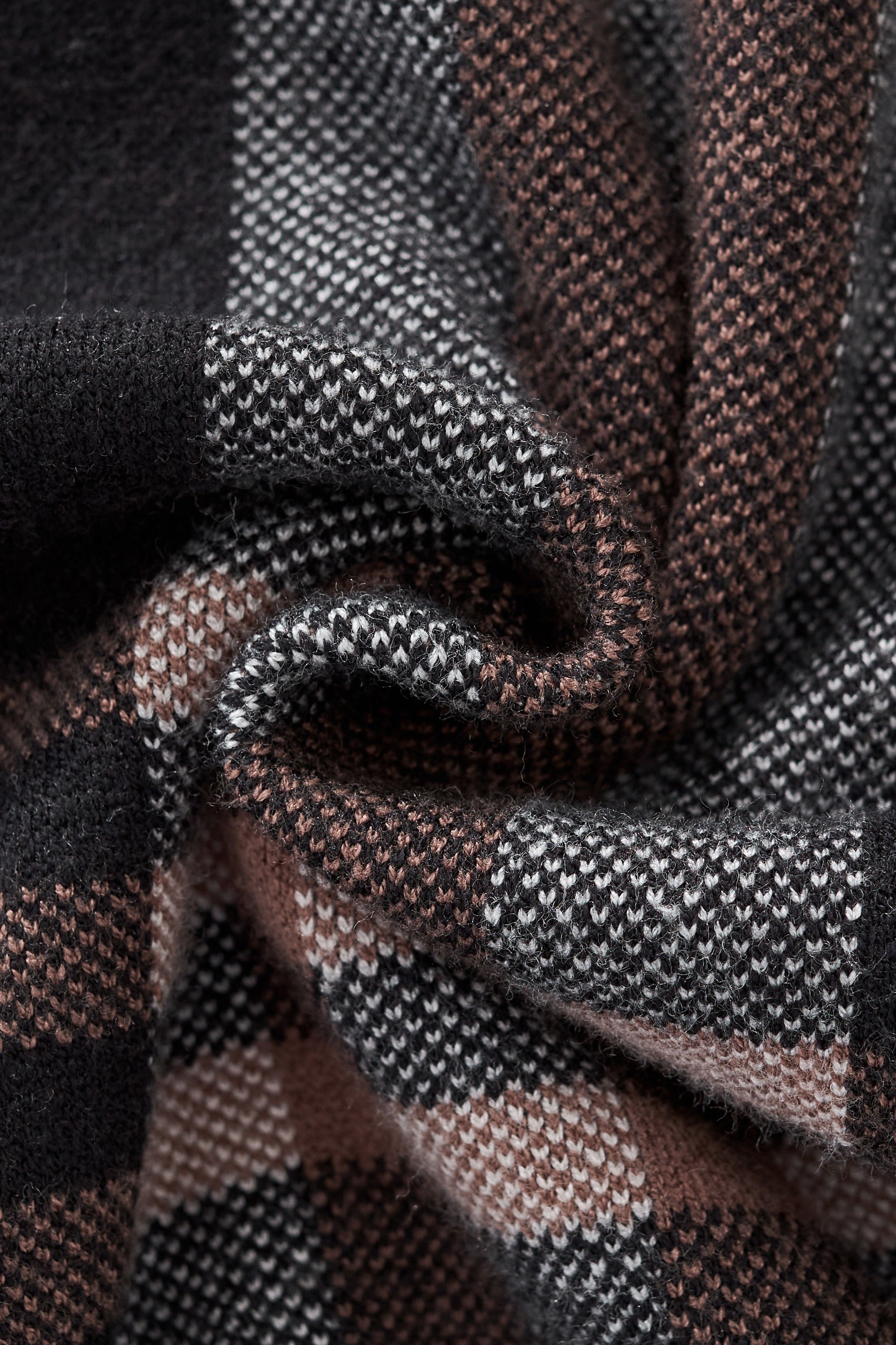 Paramount Plaid Knit Zip LS BLACK