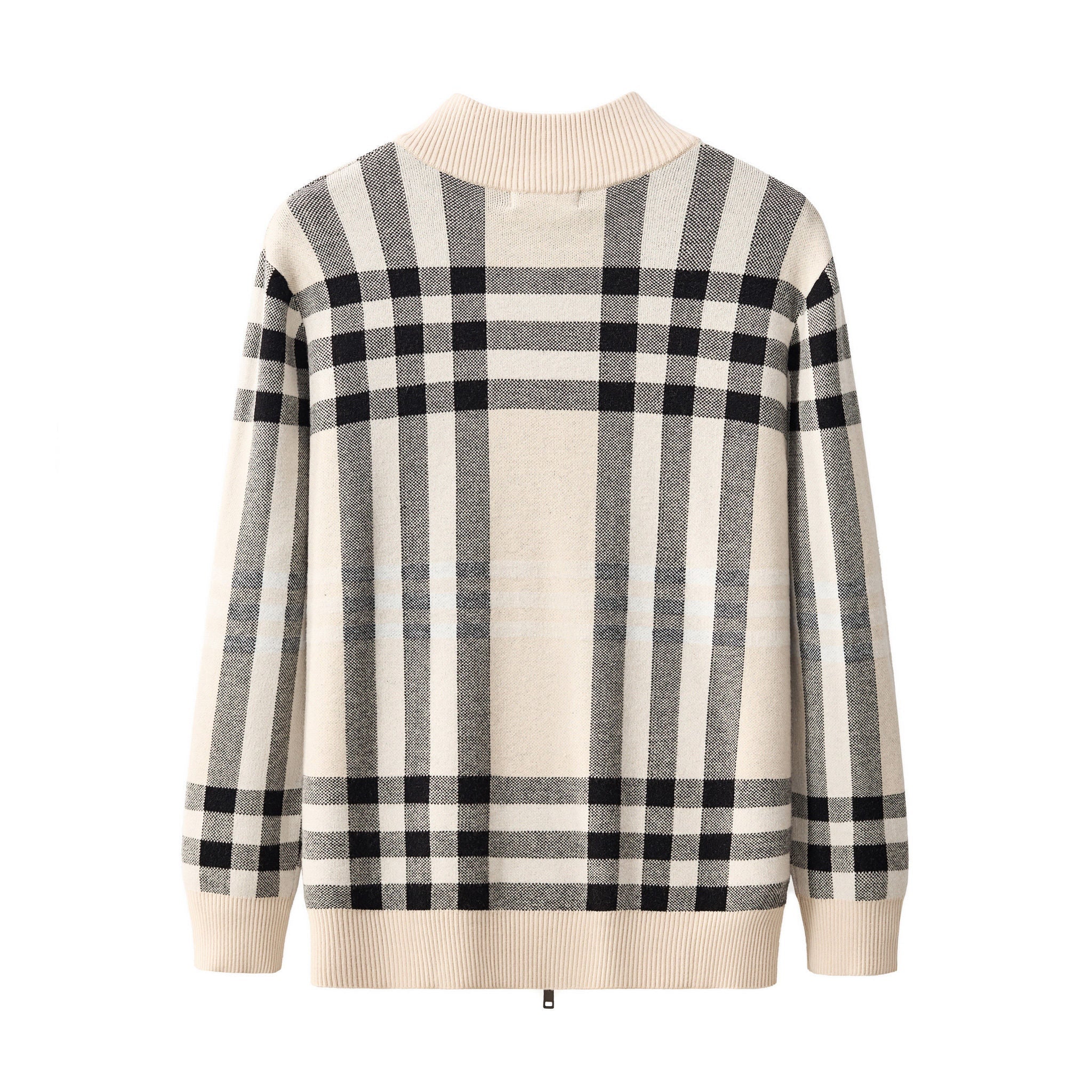 Paramount Plaid Knit Zip LS IVORY
