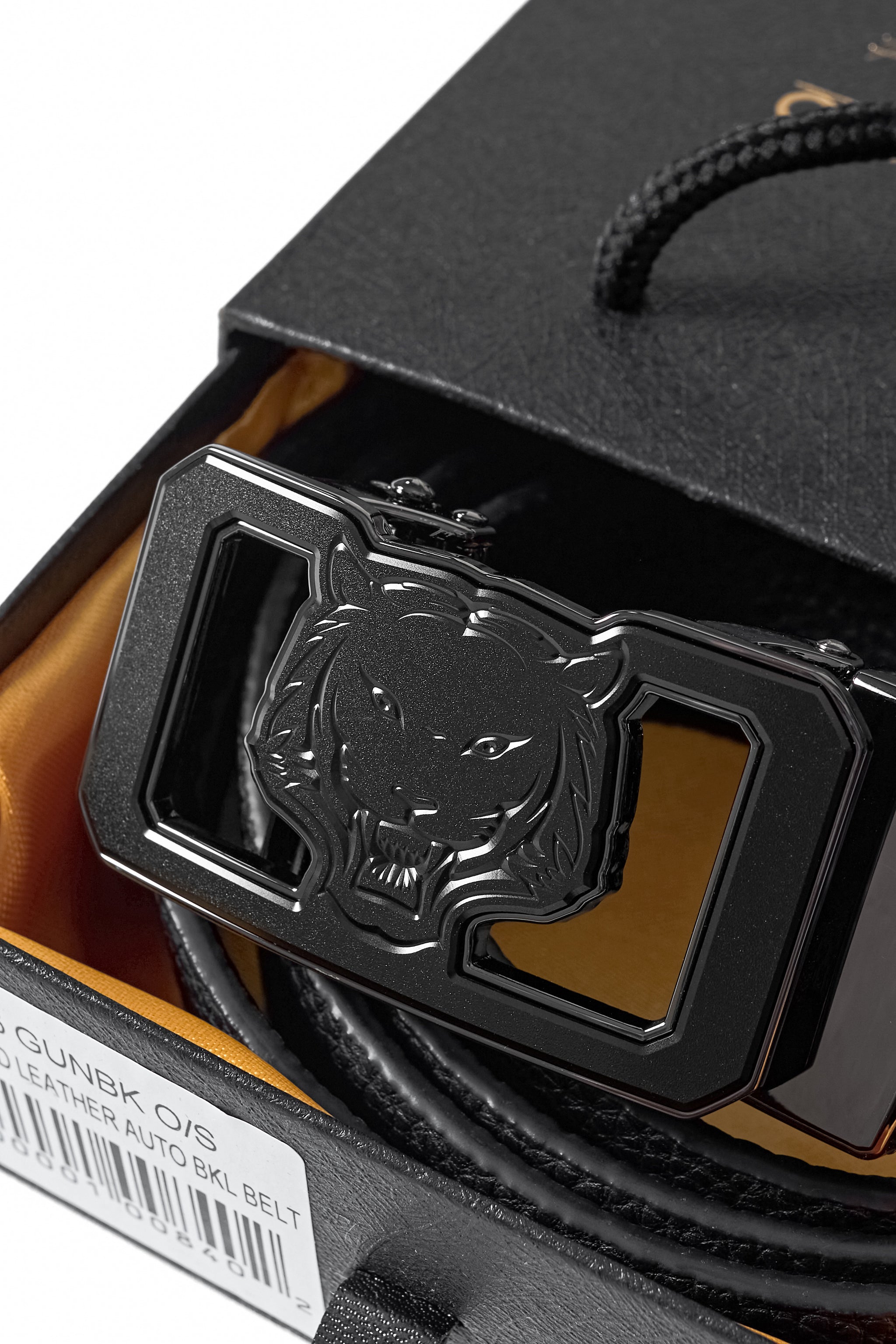 Pebbled Leather Lion Auto BKL Belt – Gunmetal GUN/BLACK