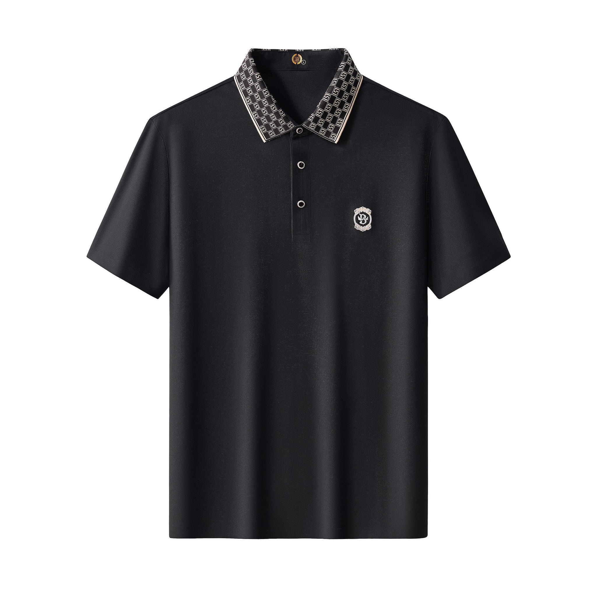 Monogram Trim Performance Polo - El baron BLACK